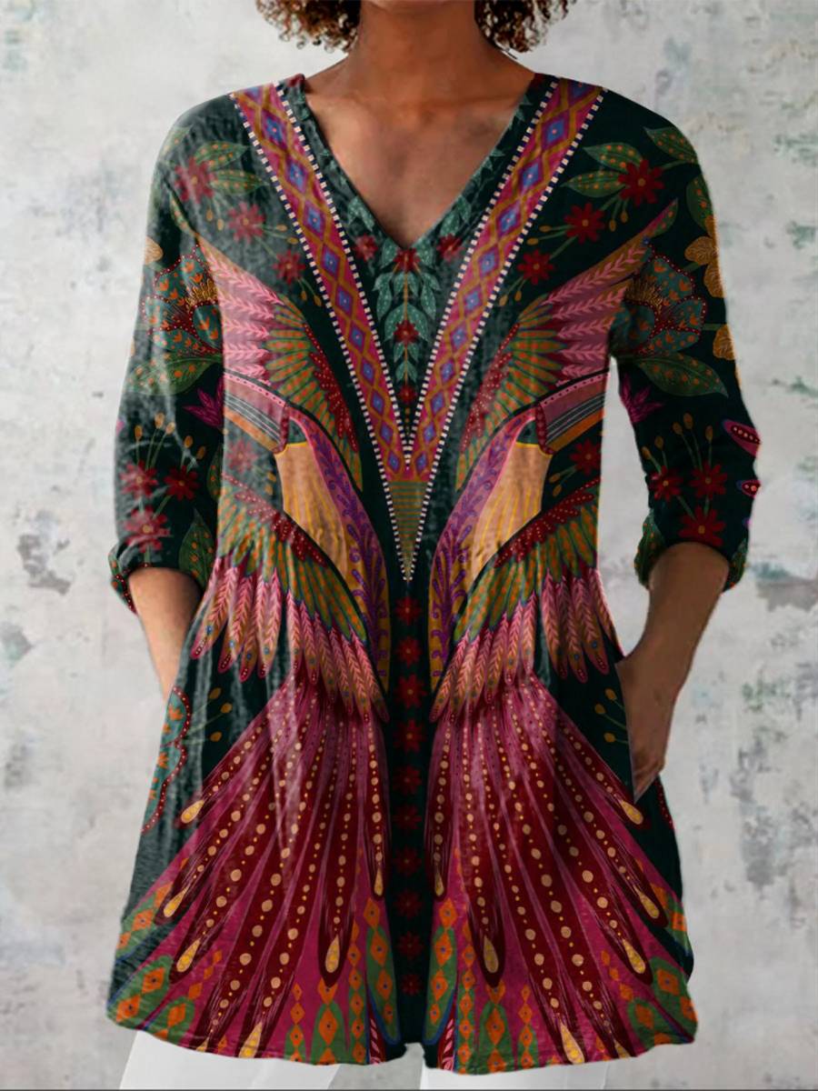 Mila | Long Blouse with Vibrant Design