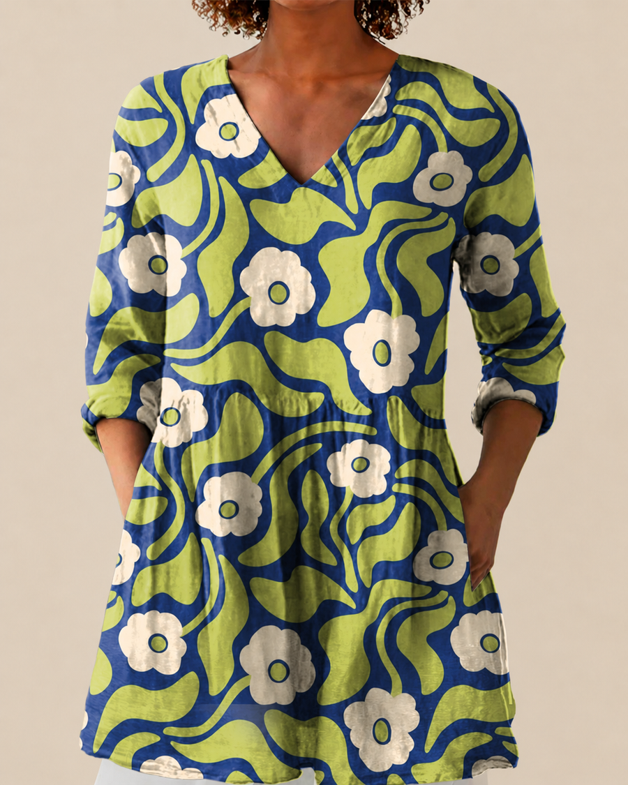Talia | Long Blouse with Vibrant Print