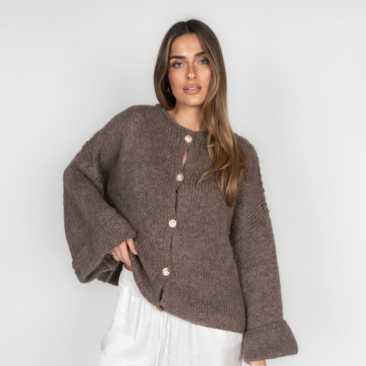 Oversize soft-sleeve cardigan