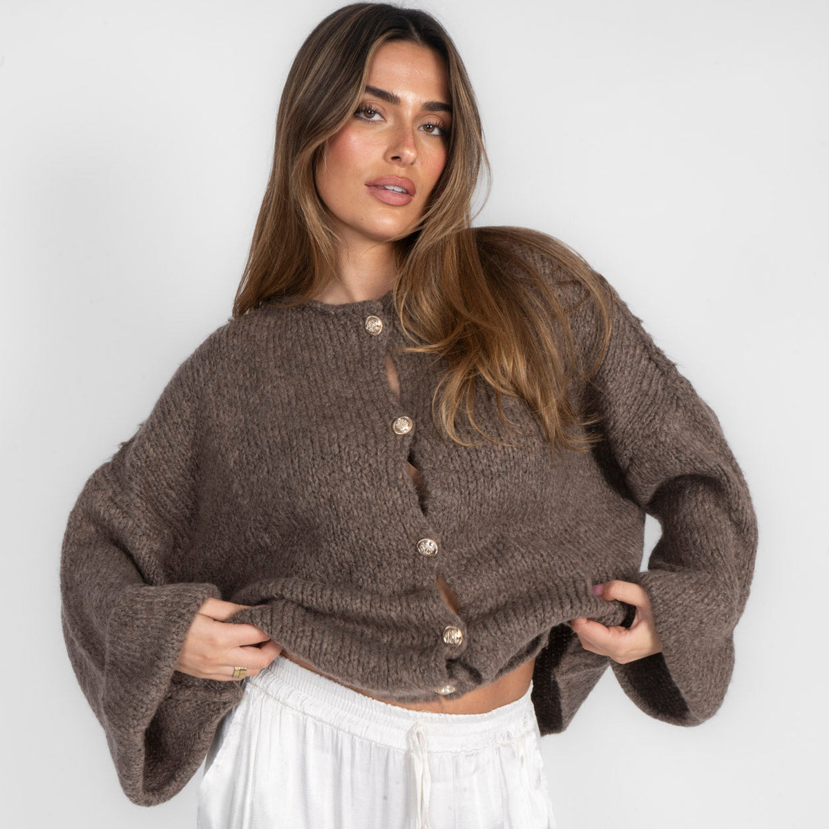 Oversize soft-sleeve cardigan