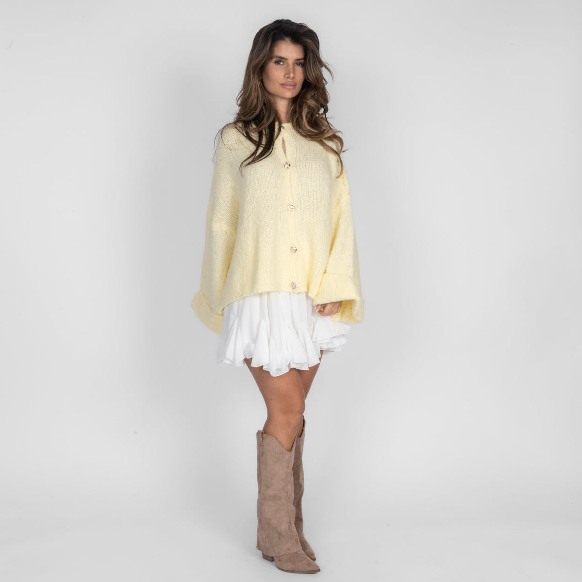 Oversize soft-sleeve cardigan