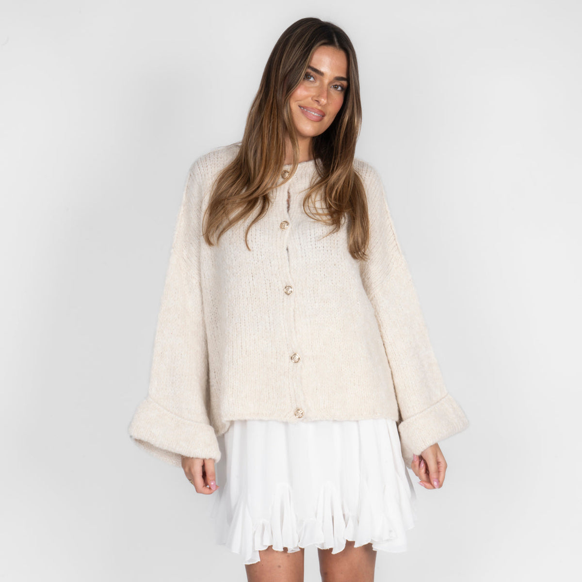Oversize soft-sleeve cardigan