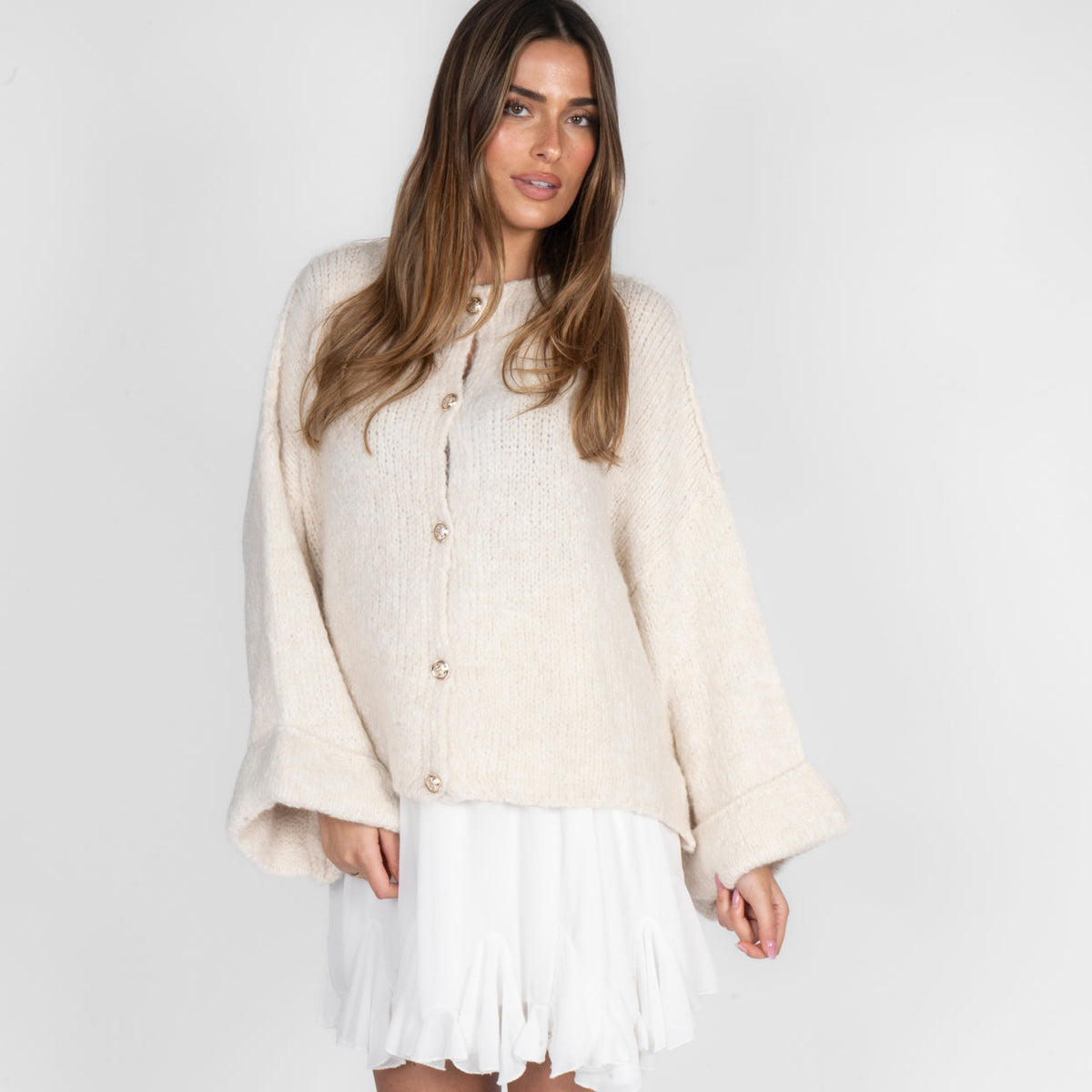 Oversize soft-sleeve cardigan