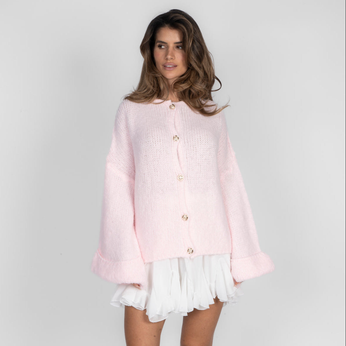 Oversize soft-sleeve cardigan