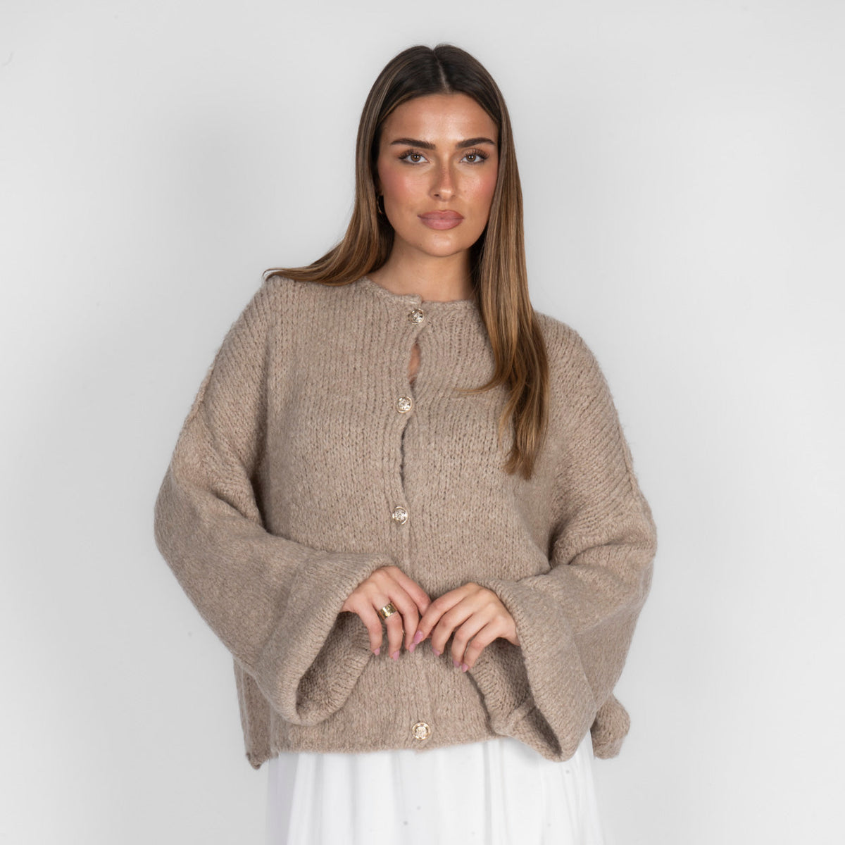 Oversize soft-sleeve cardigan