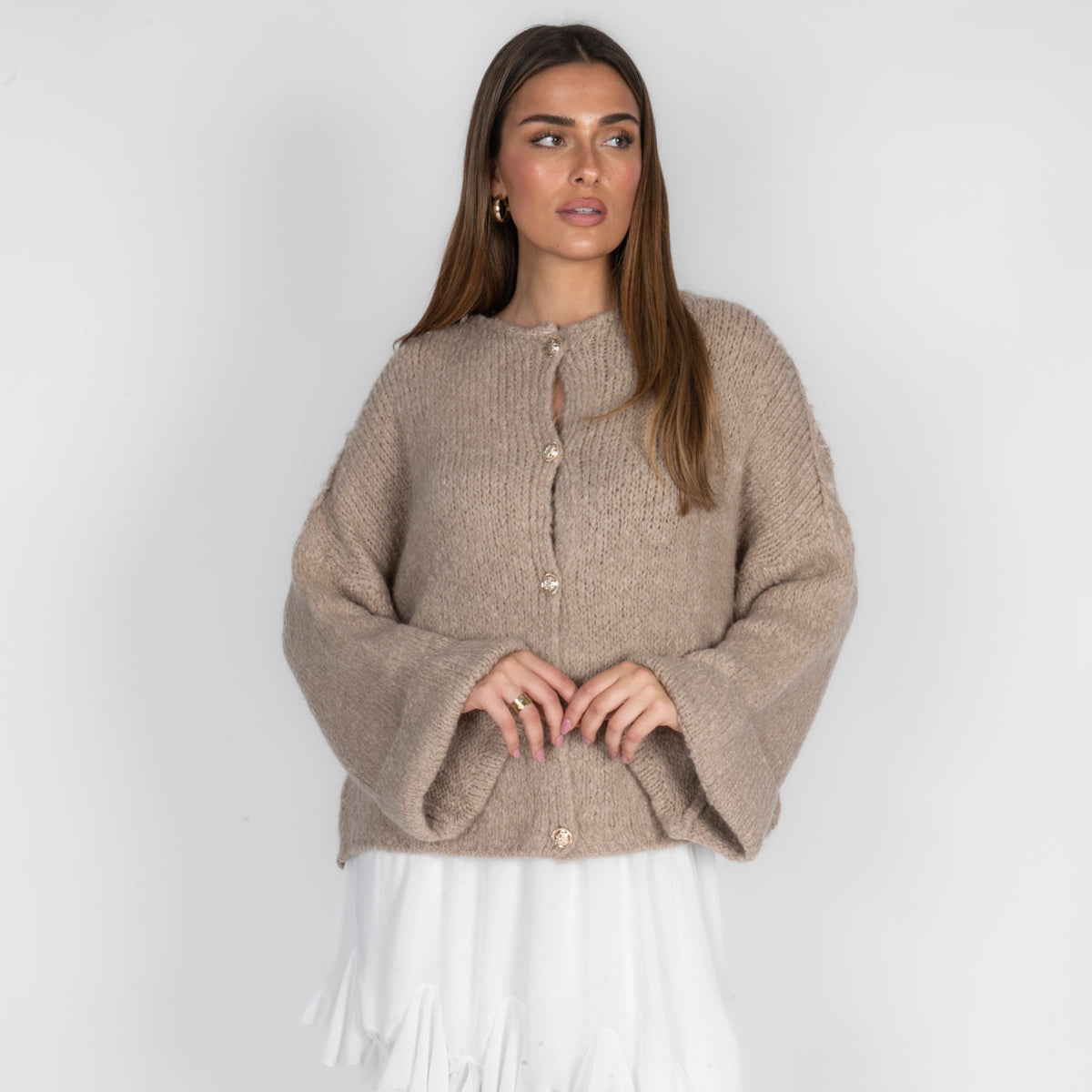 Oversize soft-sleeve cardigan