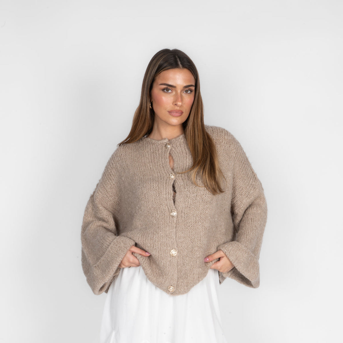 Oversize soft-sleeve cardigan