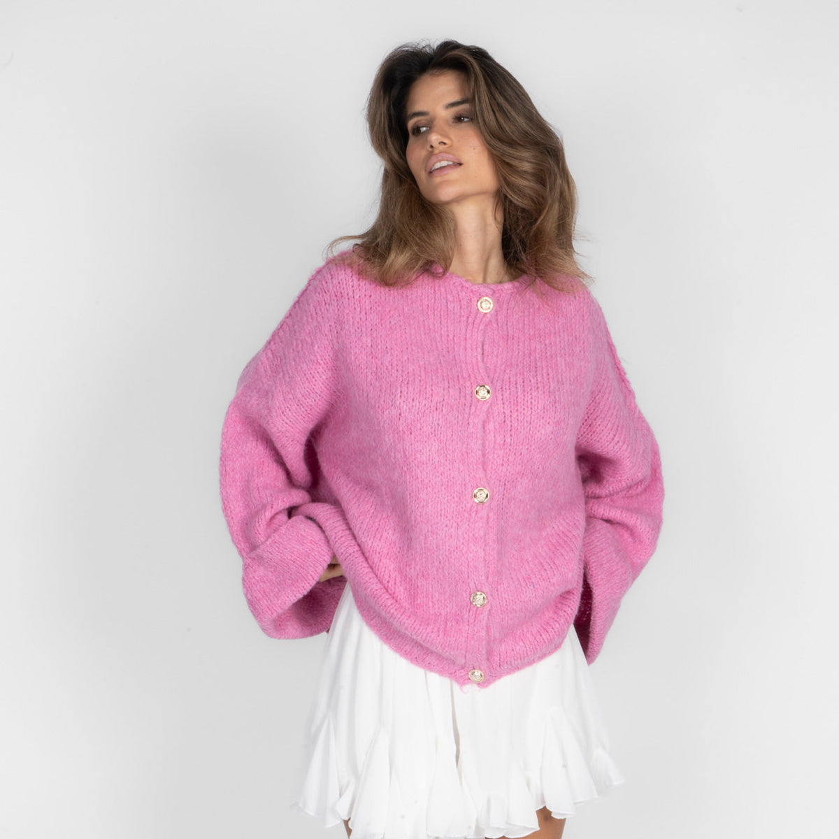 Oversize soft-sleeve cardigan