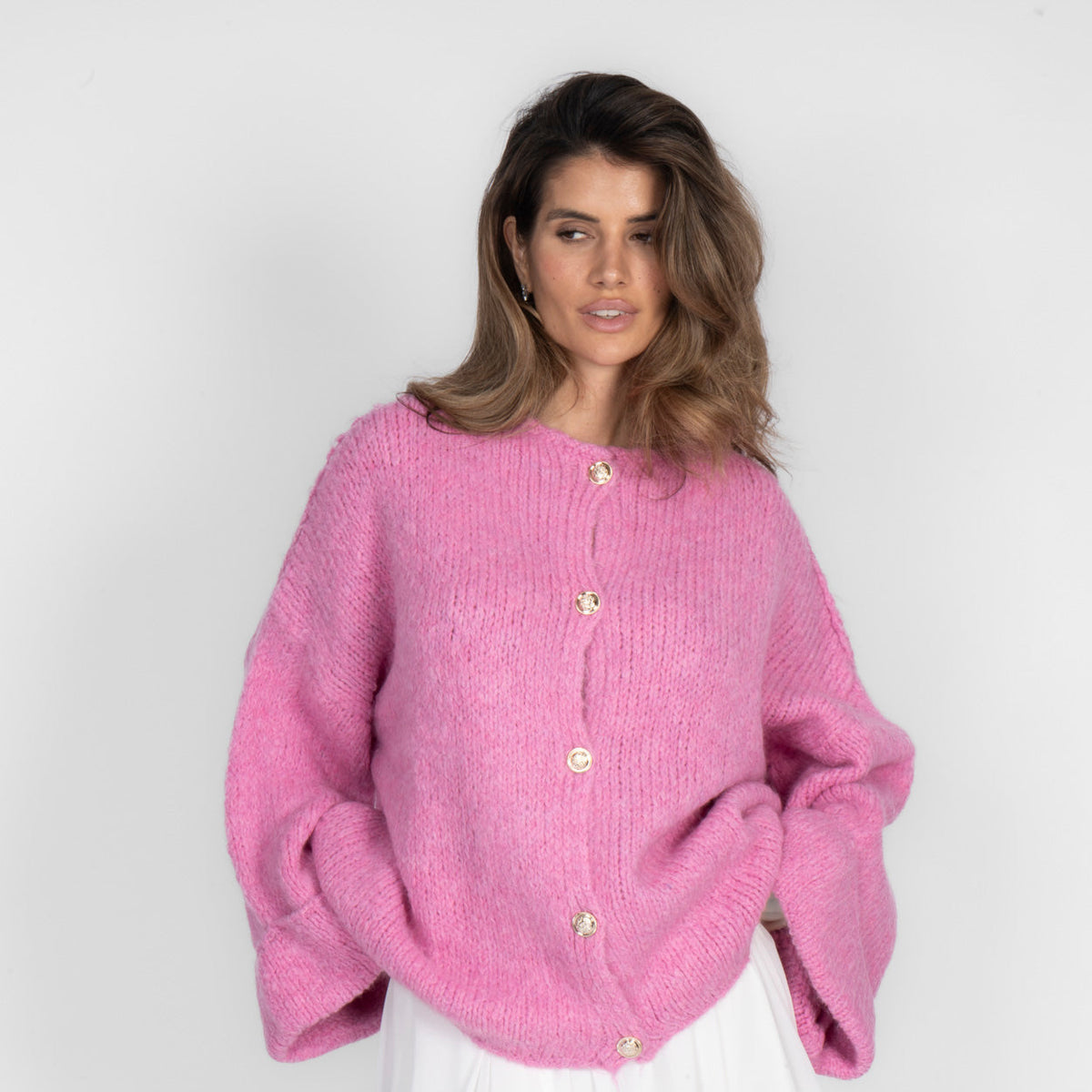 Oversize soft-sleeve cardigan