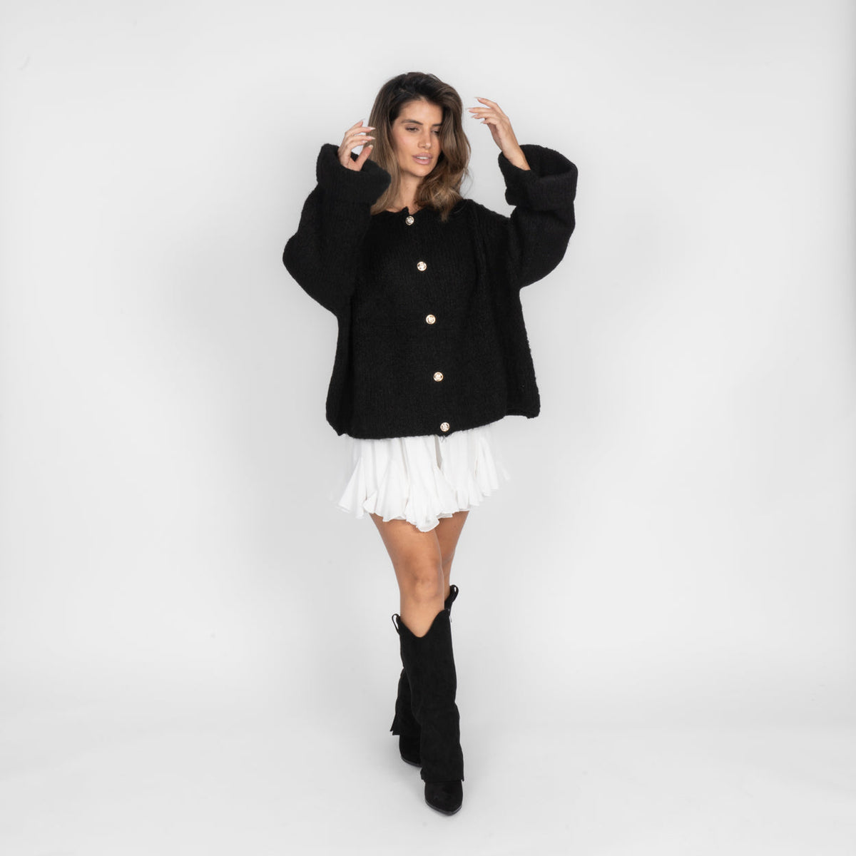Oversize soft-sleeve cardigan