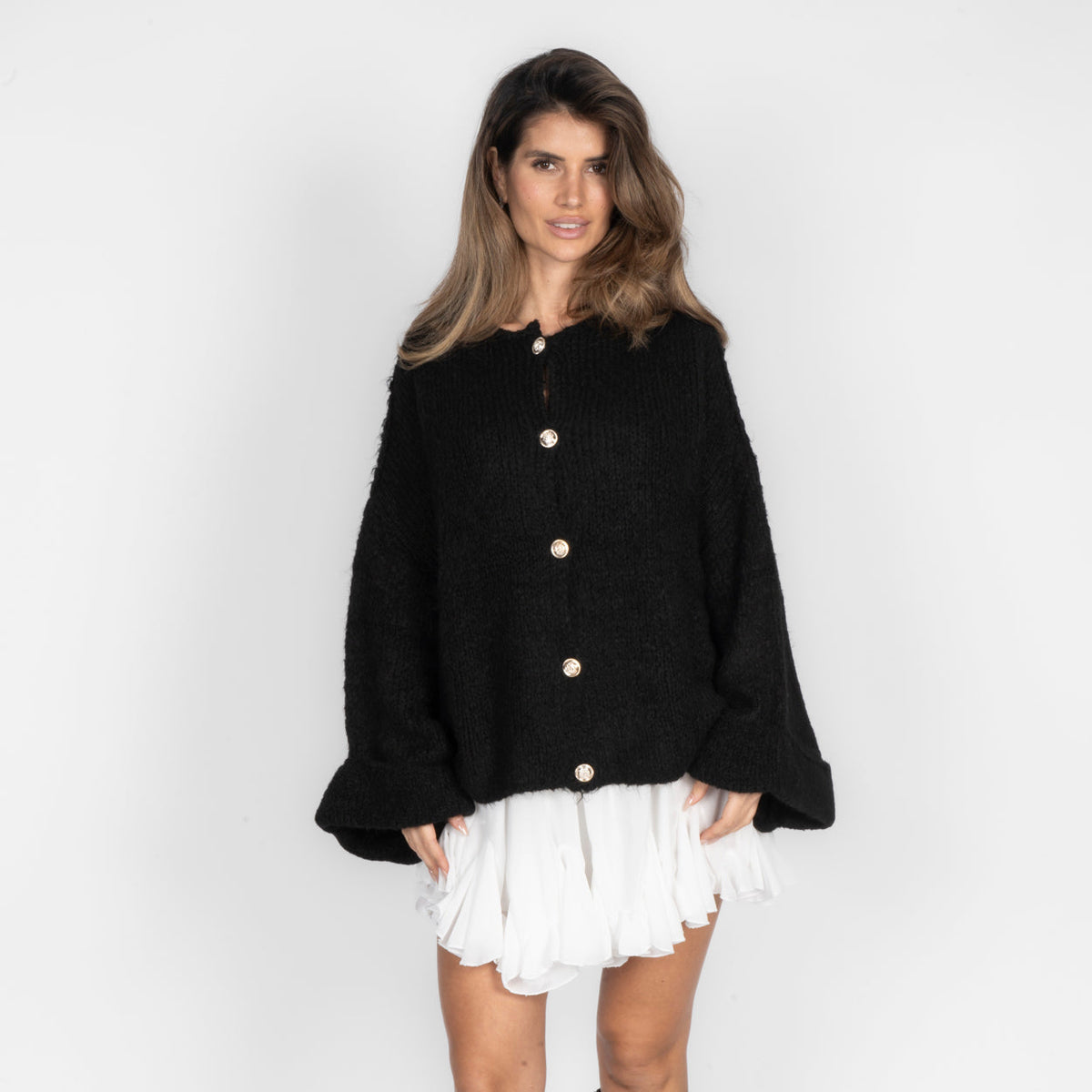 Oversize soft-sleeve cardigan