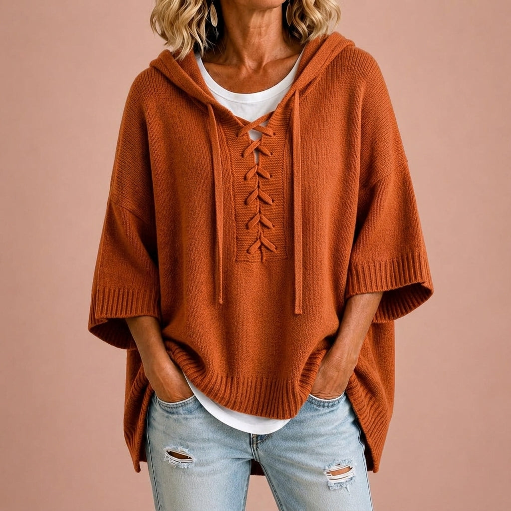 Claudia | Poncho de Punto con Capucha
