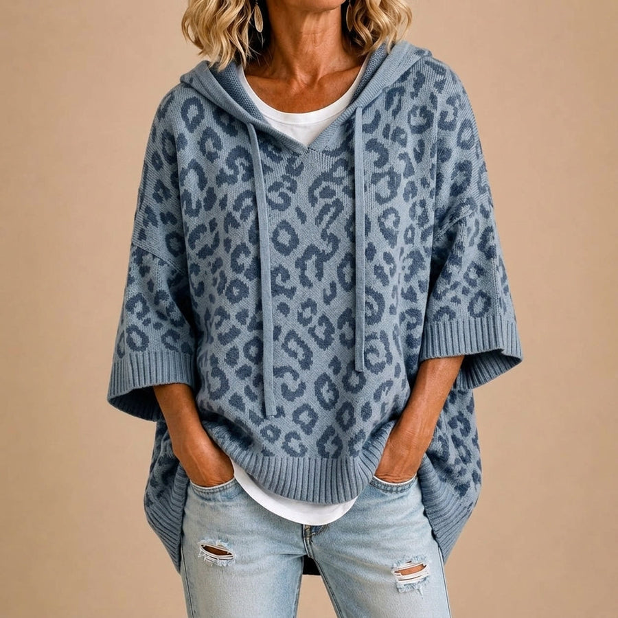 Gabriella | Poncho de Punto Animal Print con Capucha