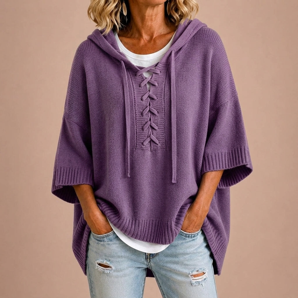 Claudia | Poncho de Punto con Capucha