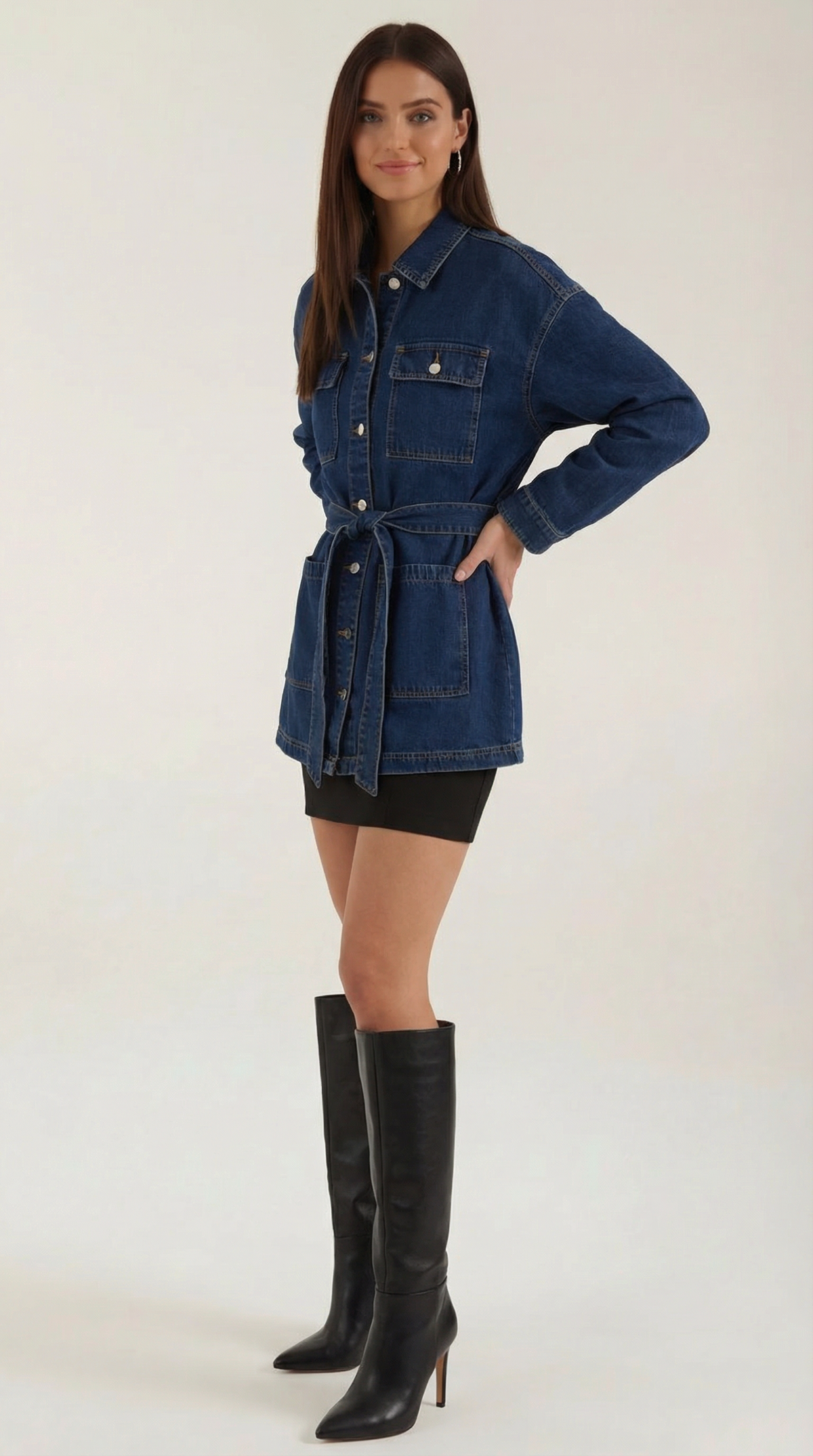 Alice denim jacket with adjustable belt