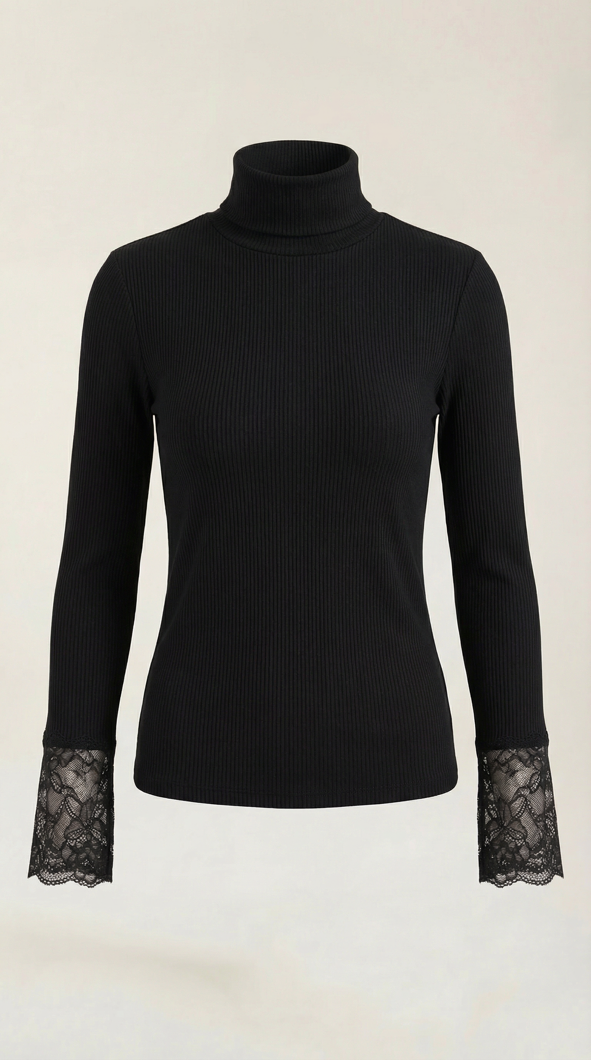 'Beth' Turtleneck sweater with textured lace cuffs