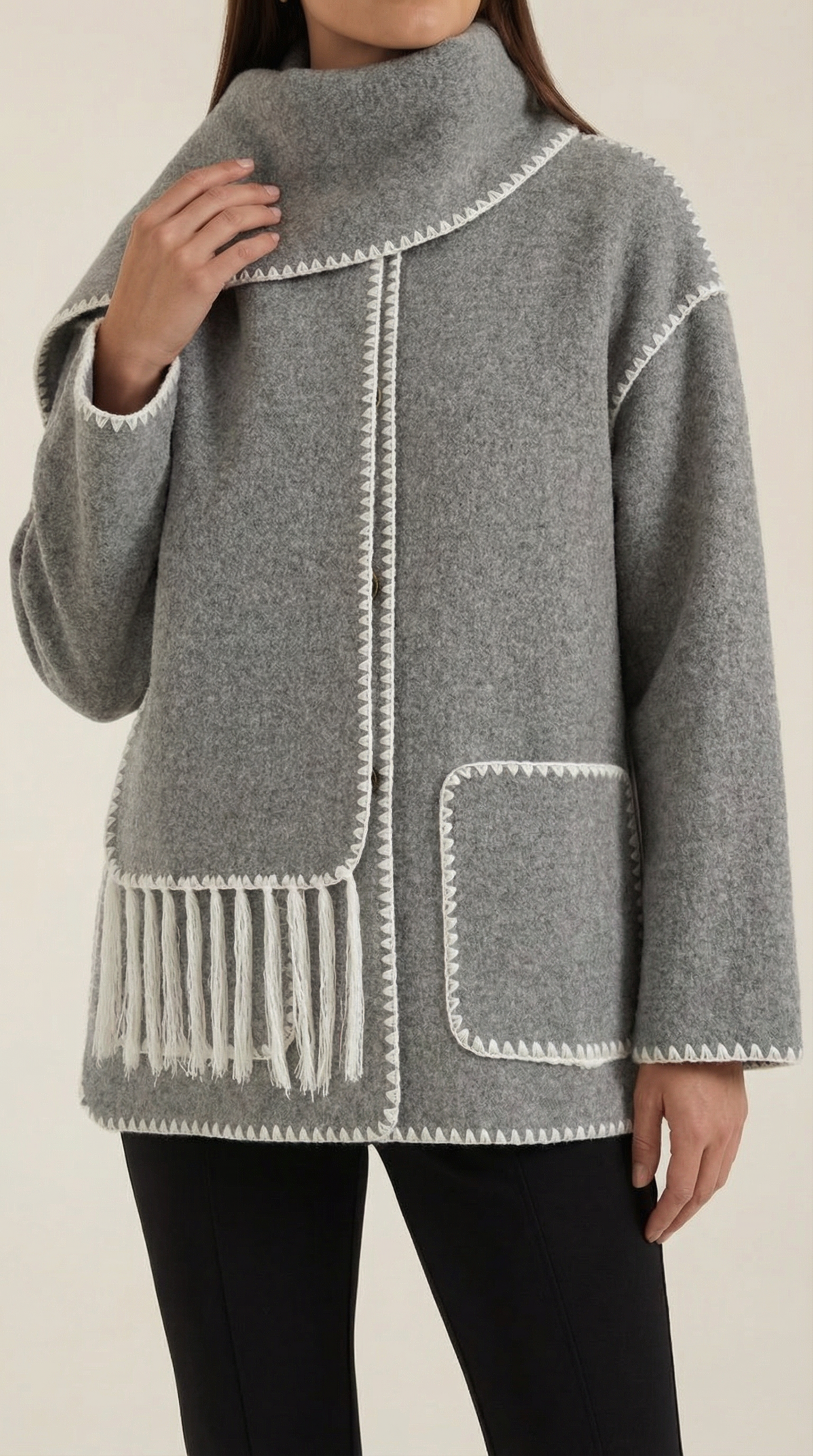 Catherine jacket with contrast scarf