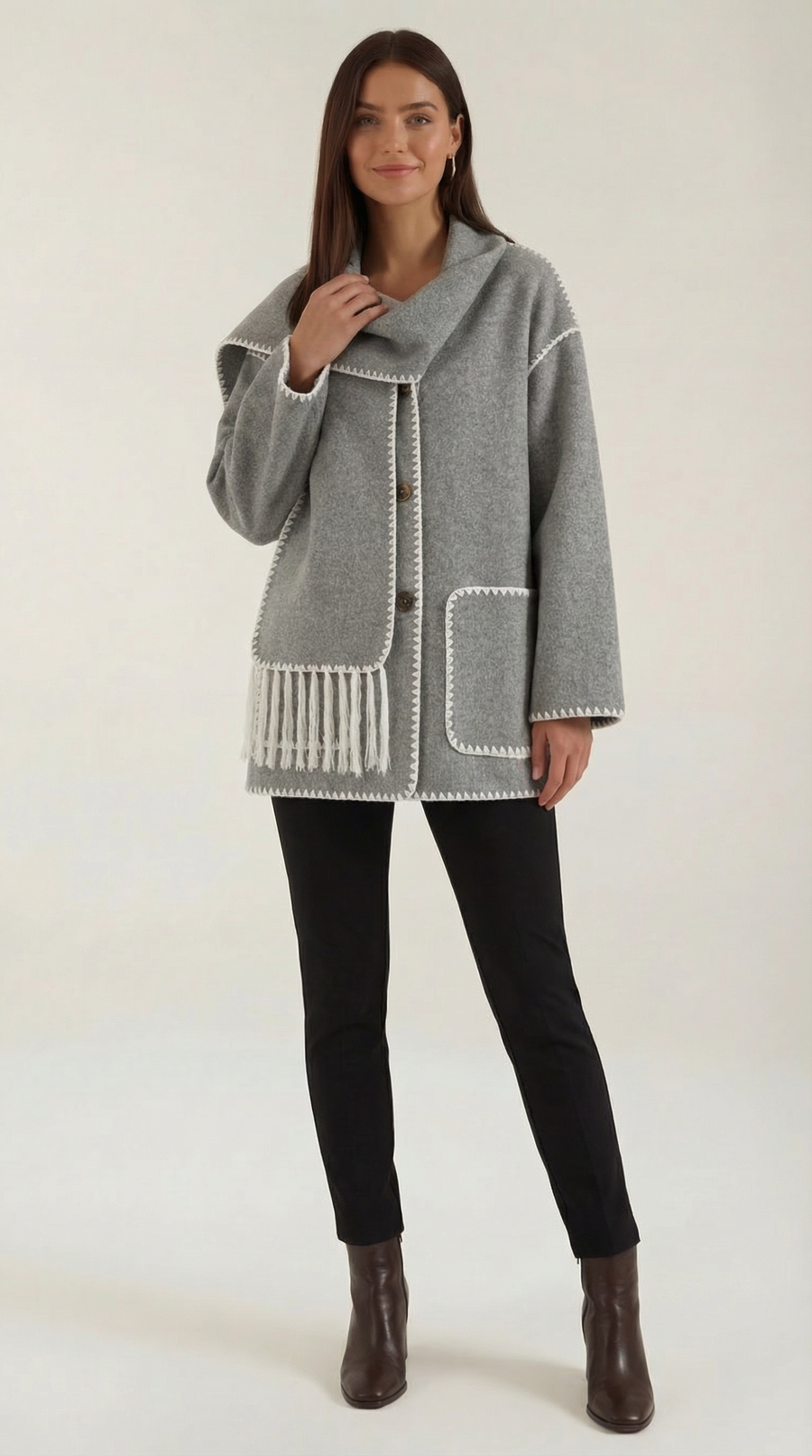 Catherine jacket with contrast scarf