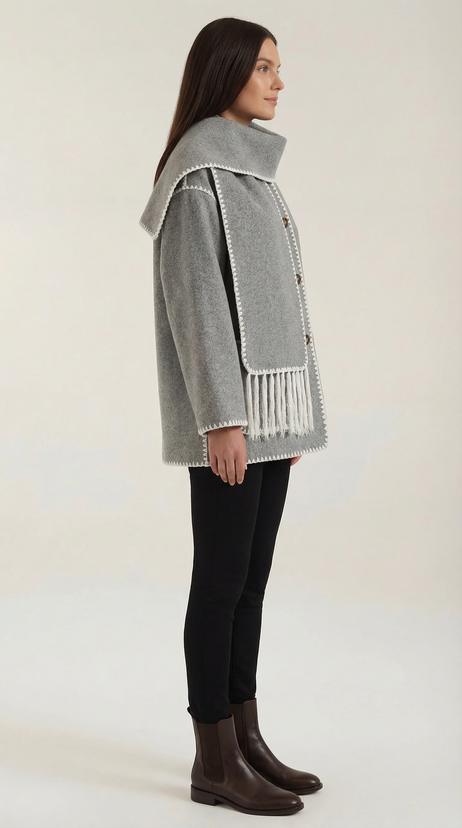 Catherine jacket with contrast scarf