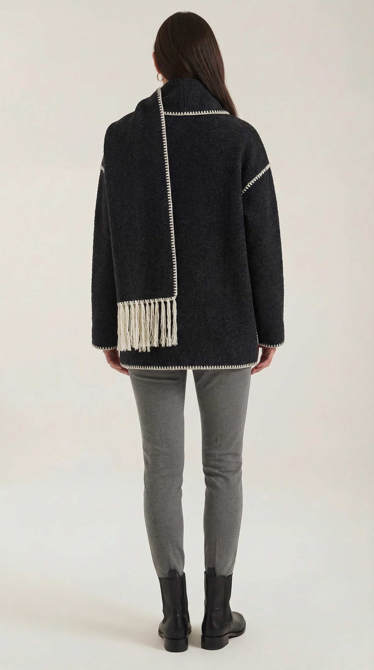Catherine jacket with contrast scarf