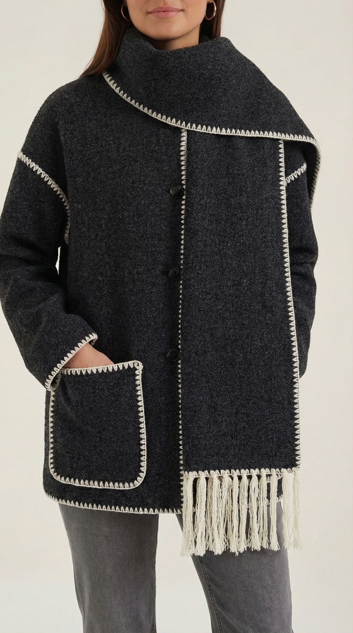 Catherine jacket with contrast scarf