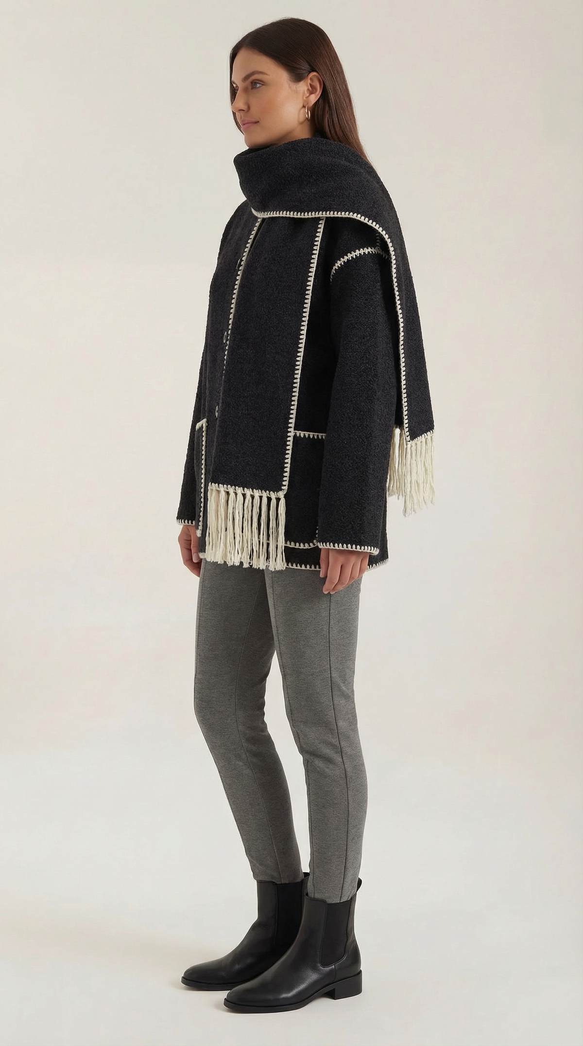 Catherine jacket with contrast scarf