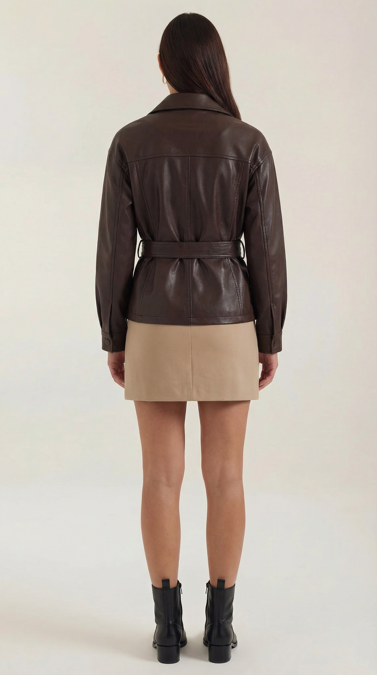 Christina PU belted jacket