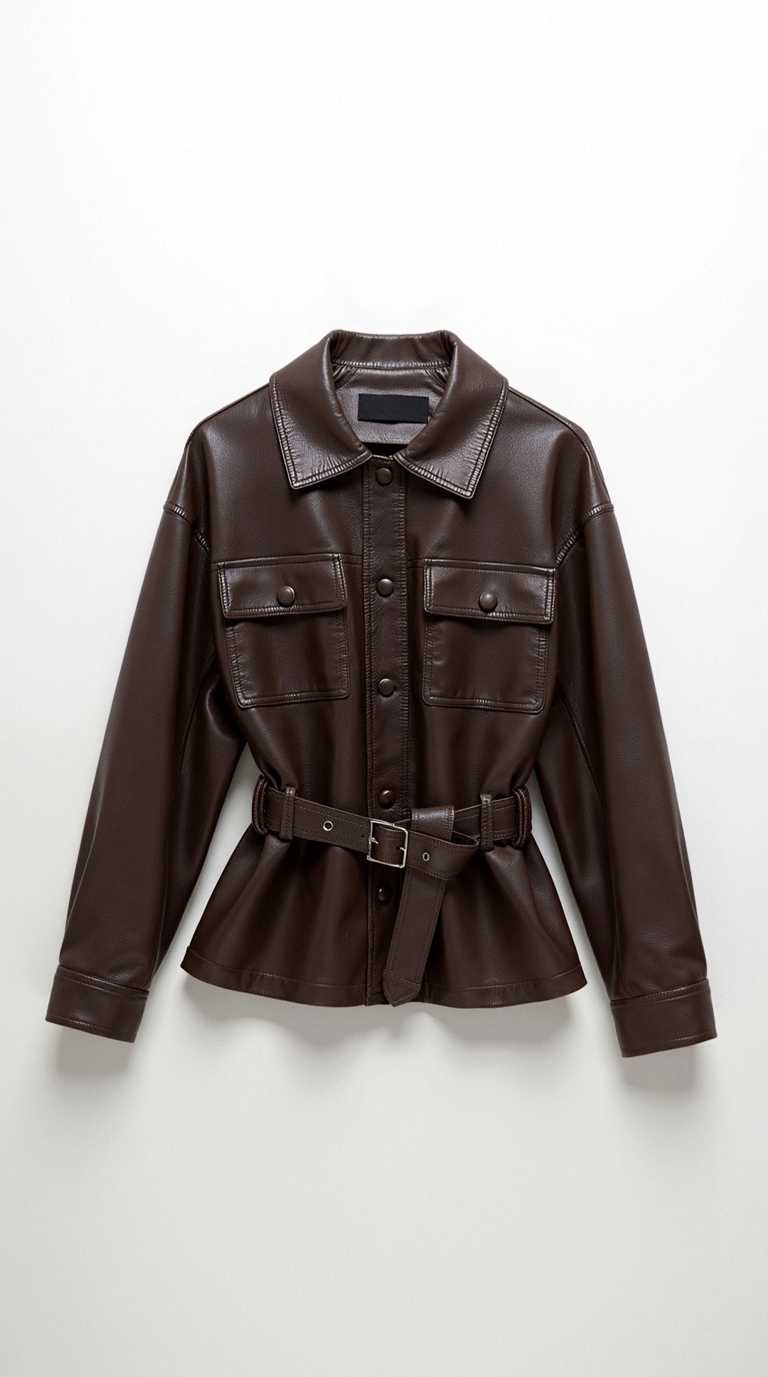 Christina PU belted jacket