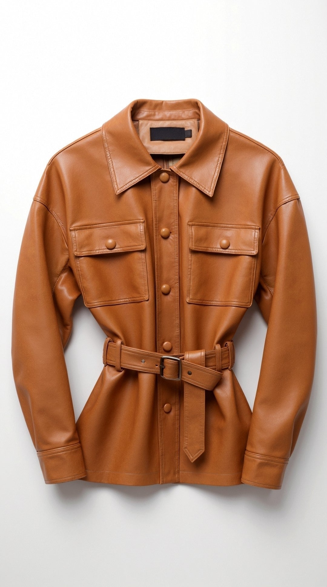 Christina PU belted jacket
