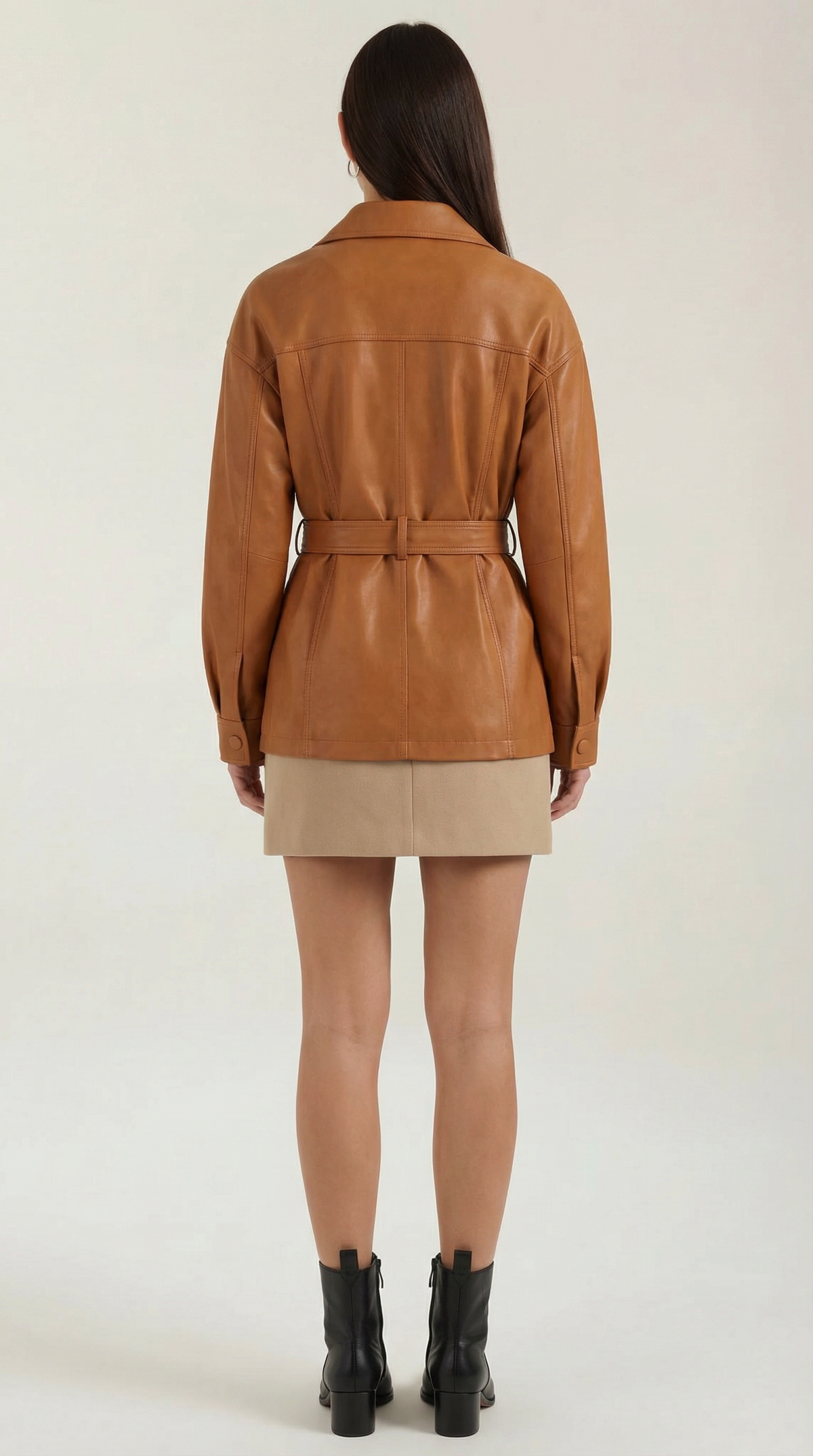 Christina PU belted jacket