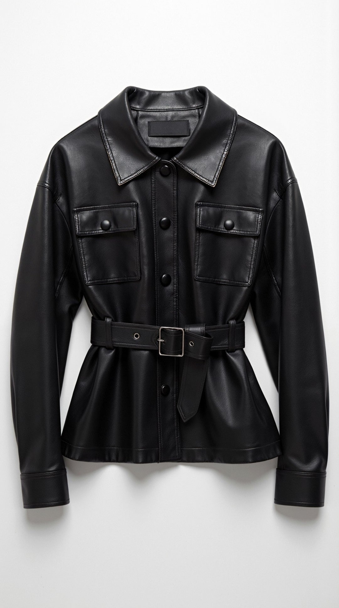 Christina PU belted jacket