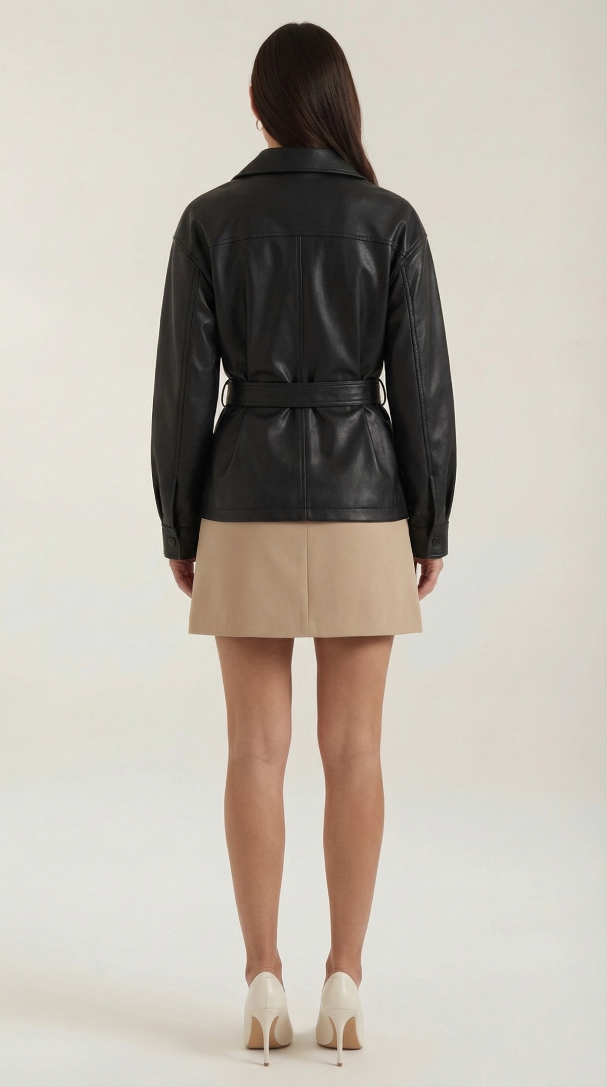 Christina PU belted jacket