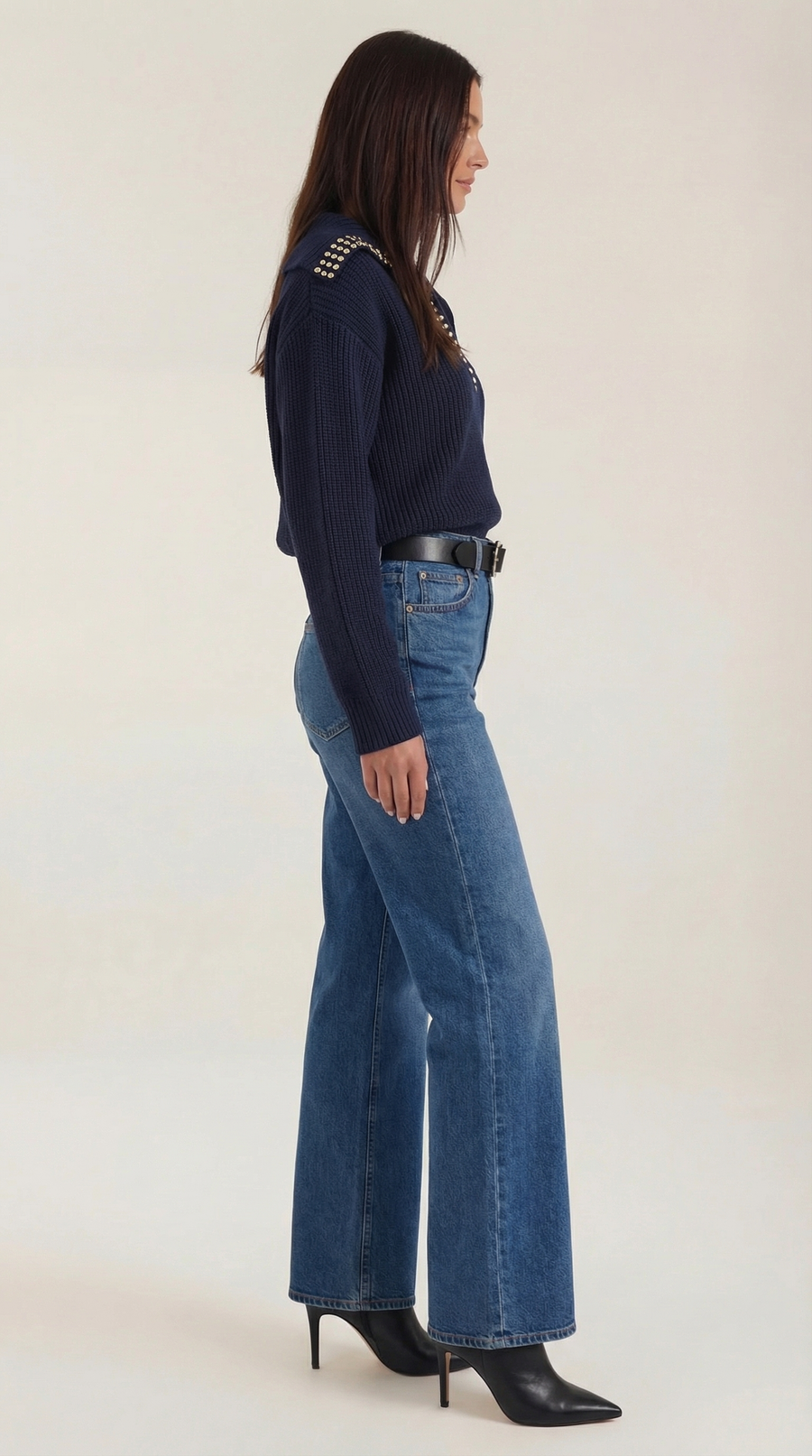 Darlene wool sweater with studded collar