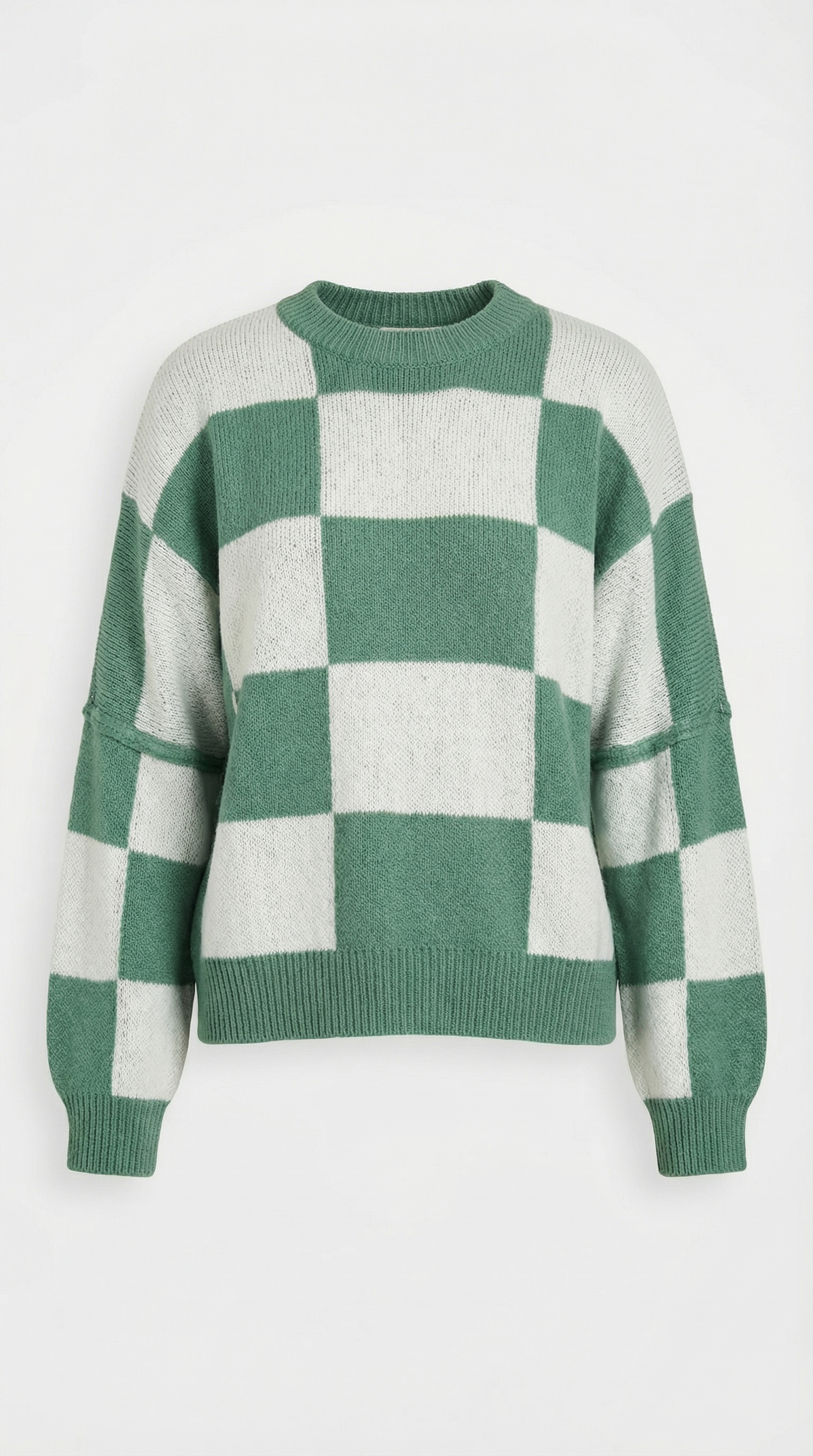 Knitted sweater with a plaid design
