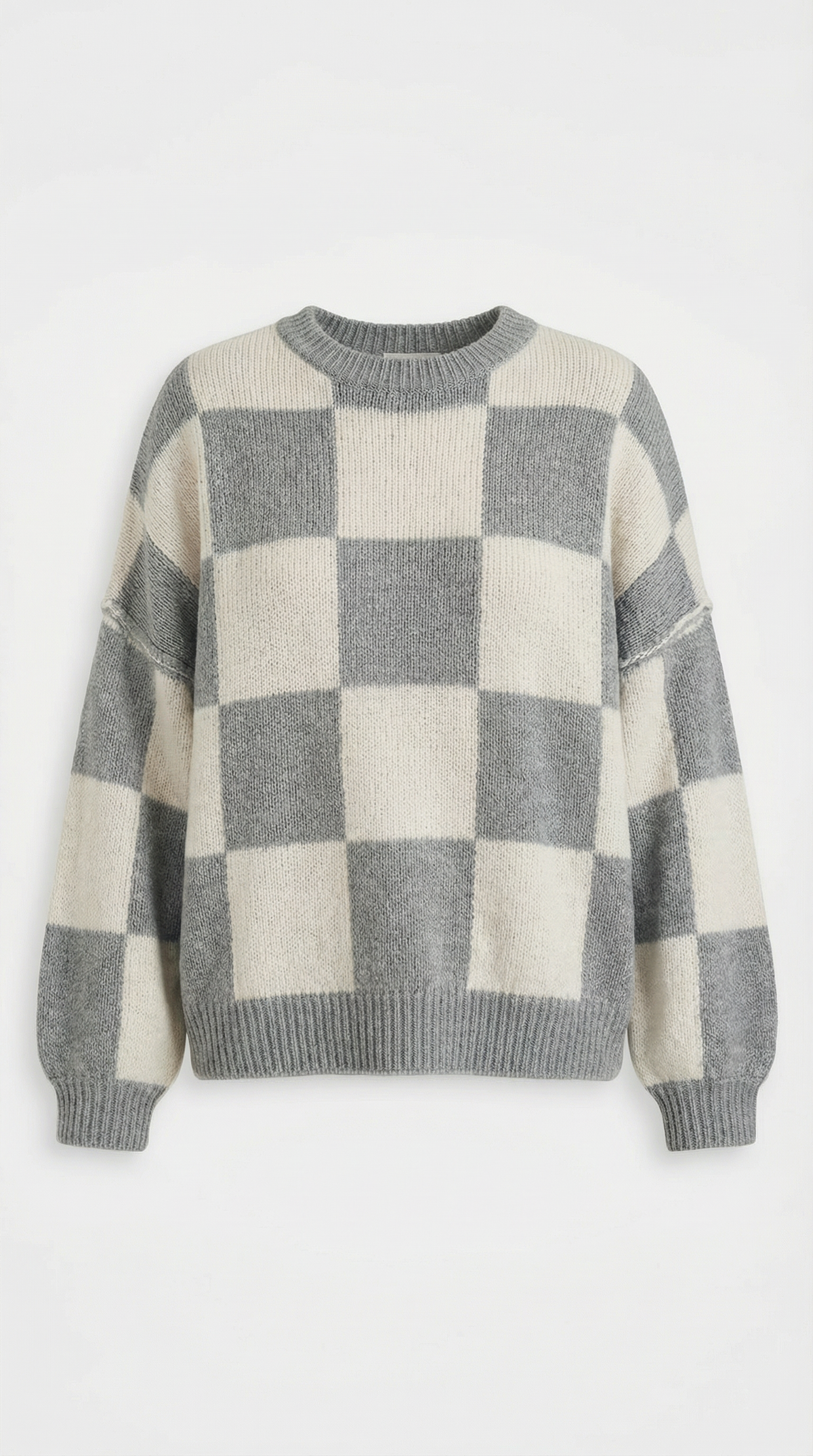 Knitted sweater with a plaid design