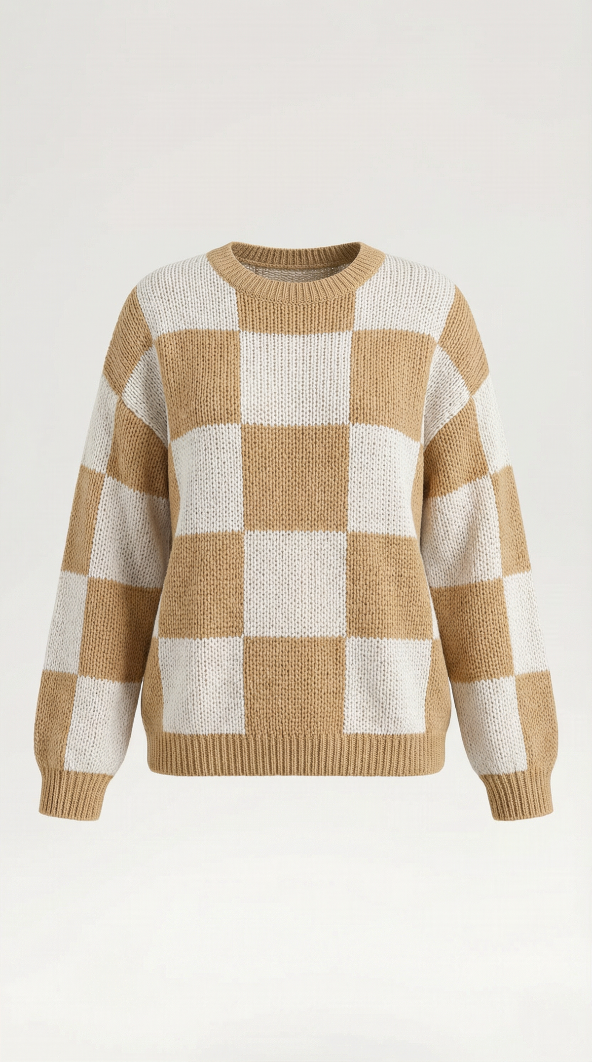 Knitted sweater with a plaid design