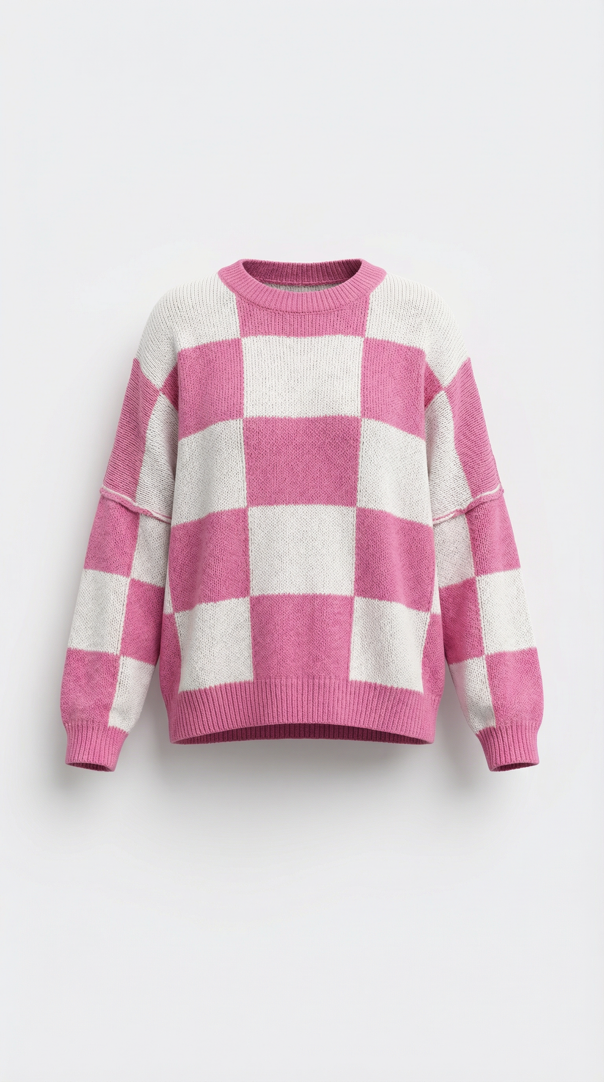 Knitted sweater with a plaid design