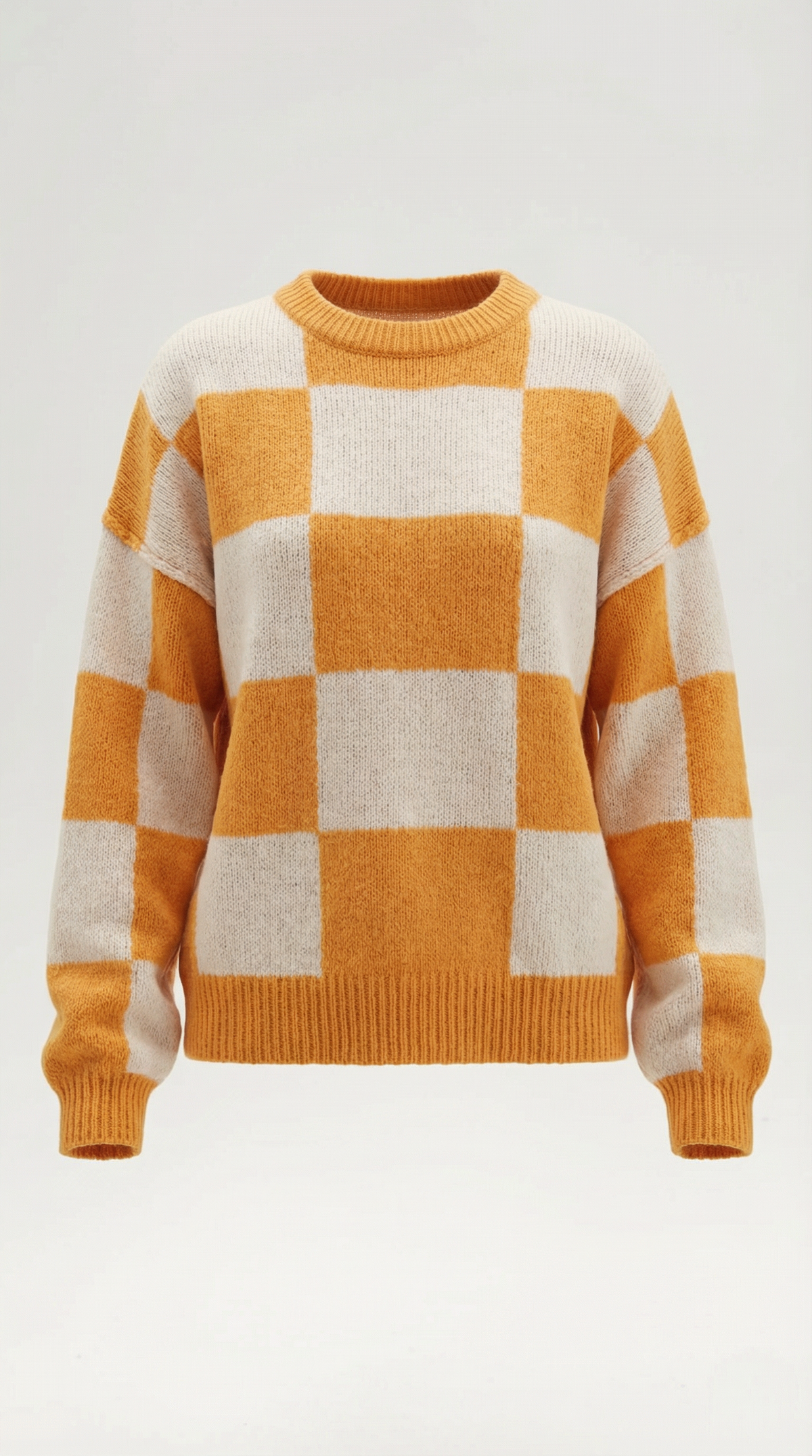 Knitted sweater with a plaid design