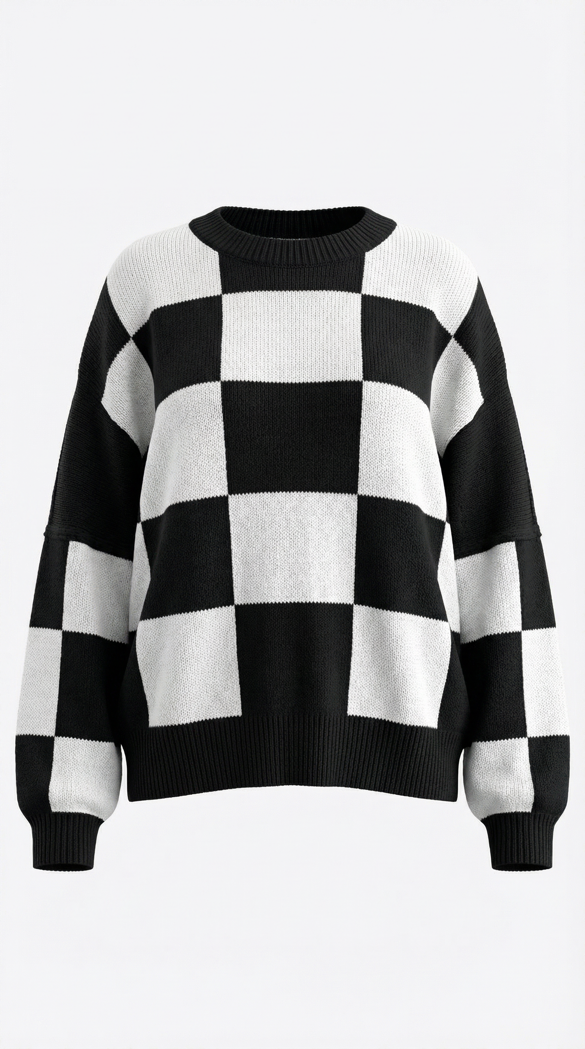 Knitted sweater with a plaid design