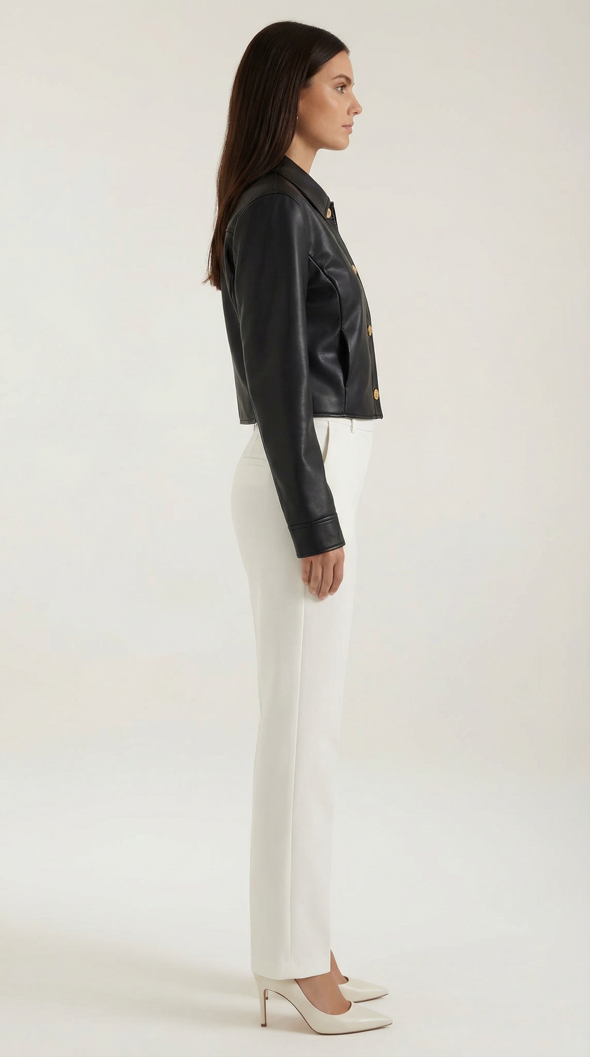 Heather Faux Leather Cropped Jacket