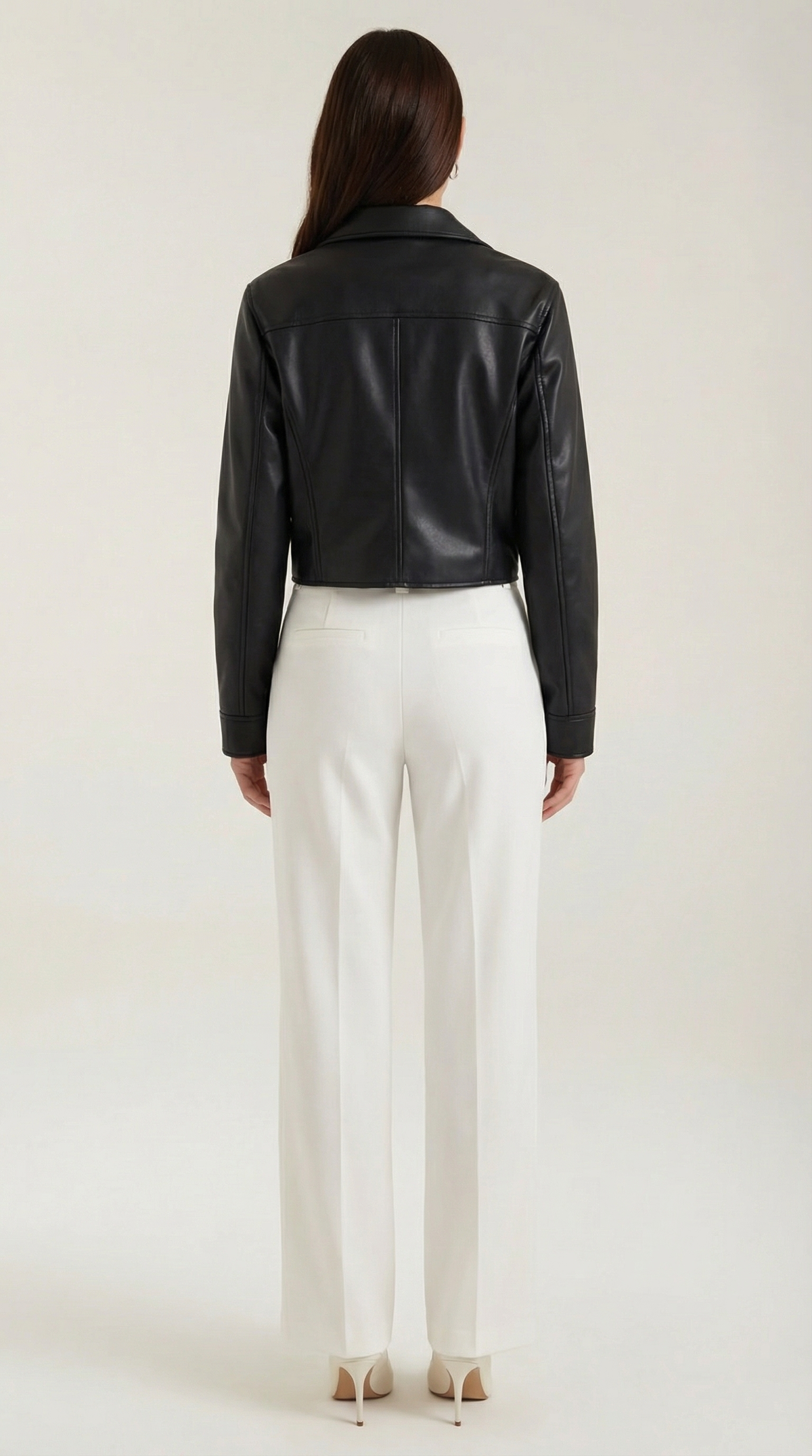 Heather Faux Leather Cropped Jacket