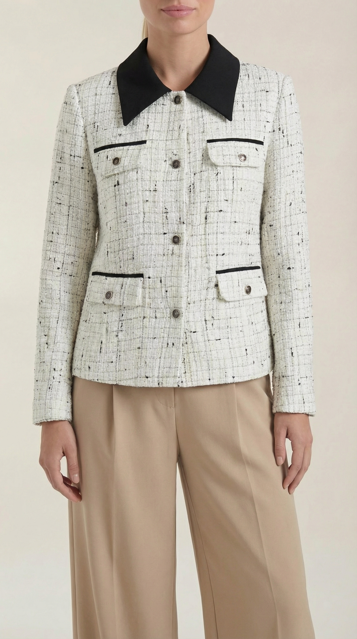 Heidi tweed jacket with contrast collar