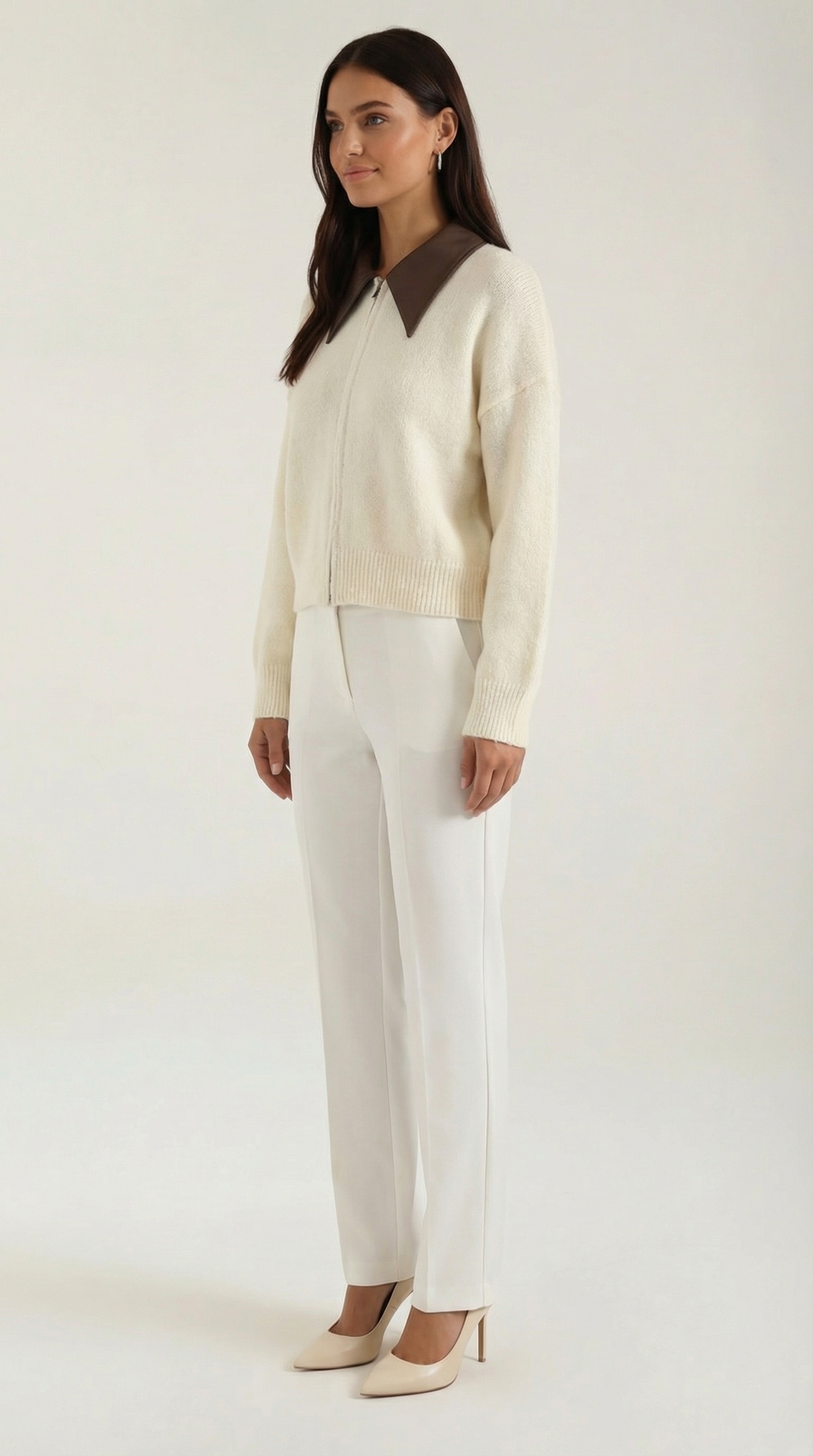 Knitted Short Jacket with Collar