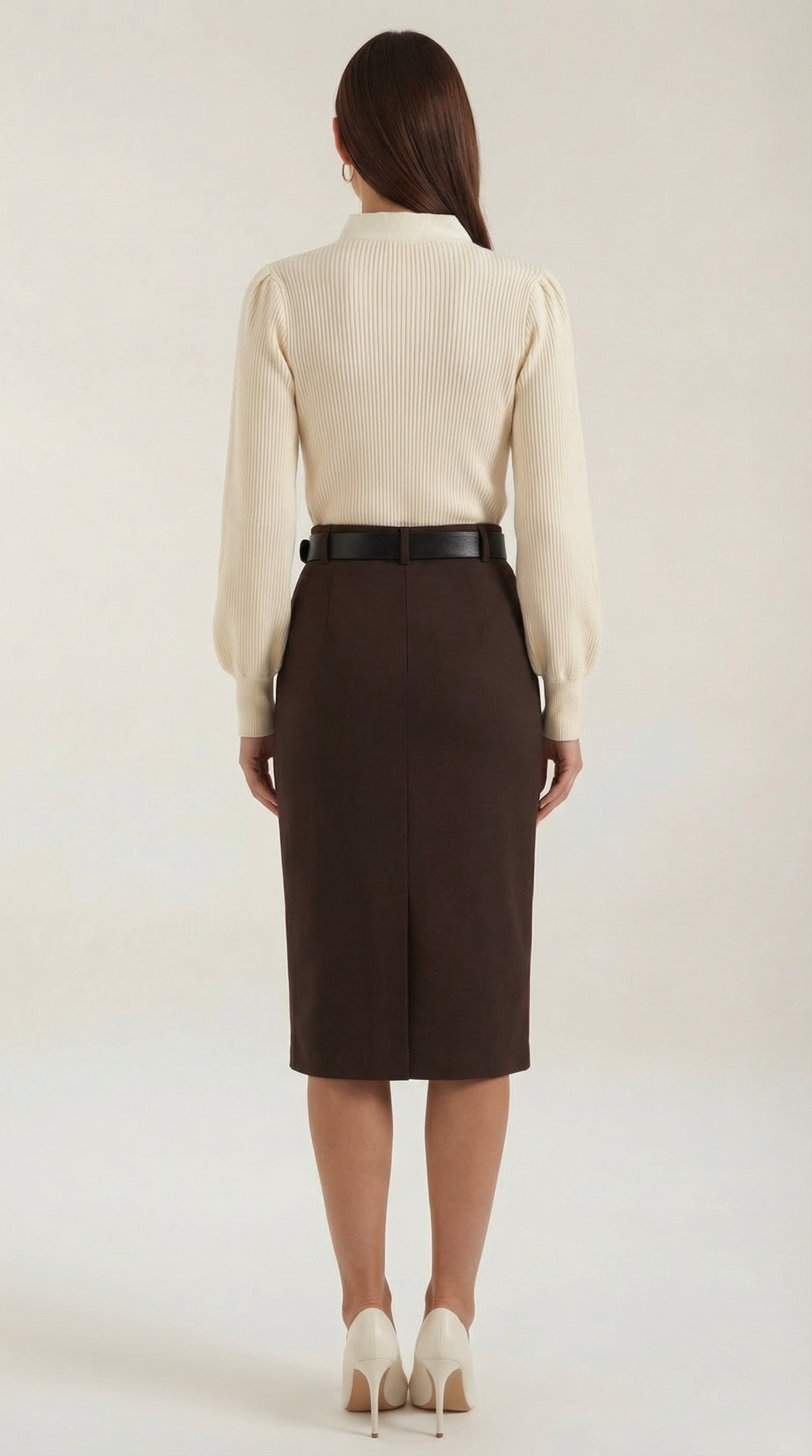 Jacqueline Rib-Knit Sweater with Decorative Tie