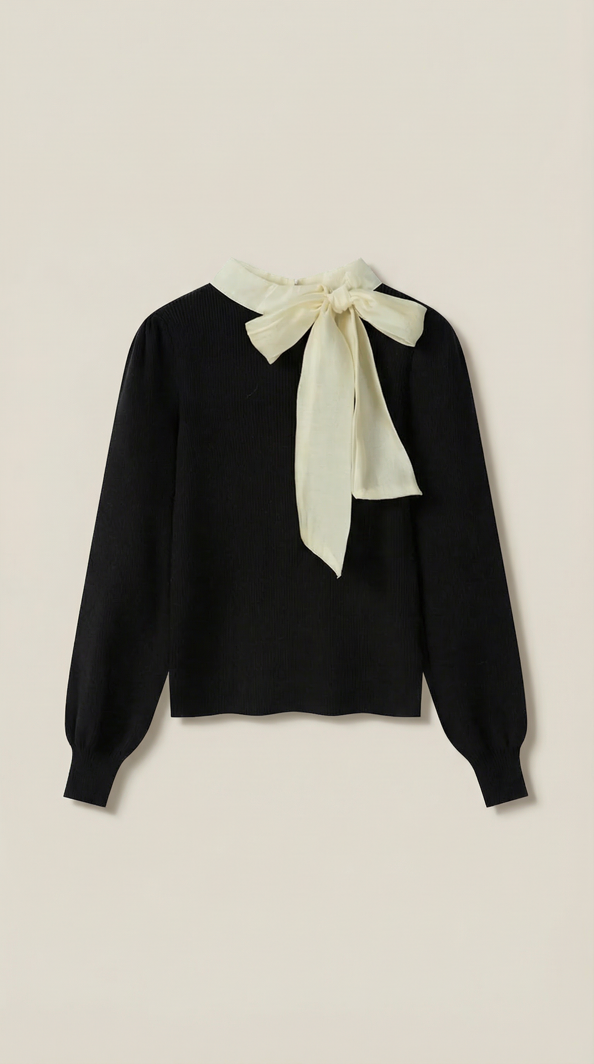 Jacqueline Rib-Knit Sweater with Decorative Tie