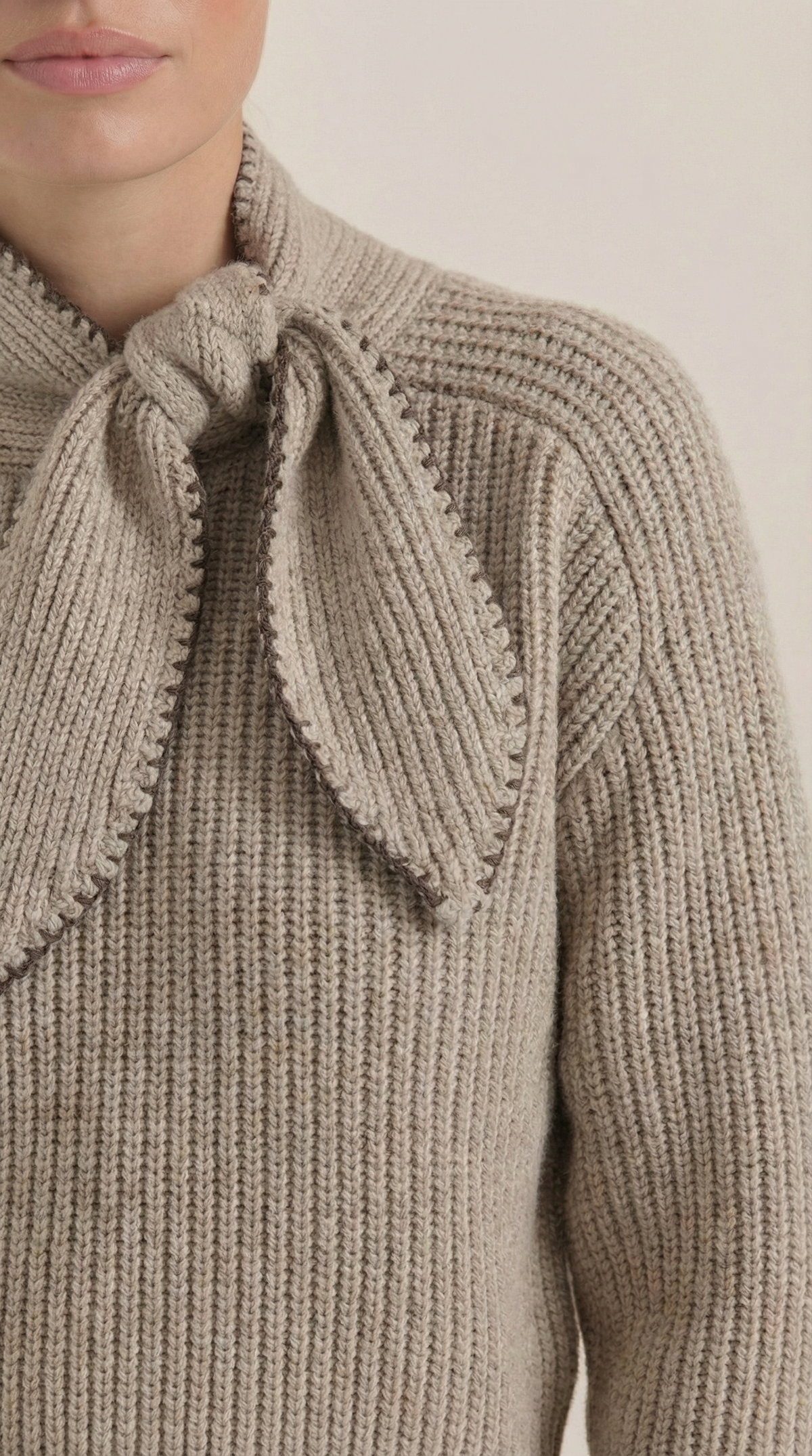 Rib-knit collared sweater