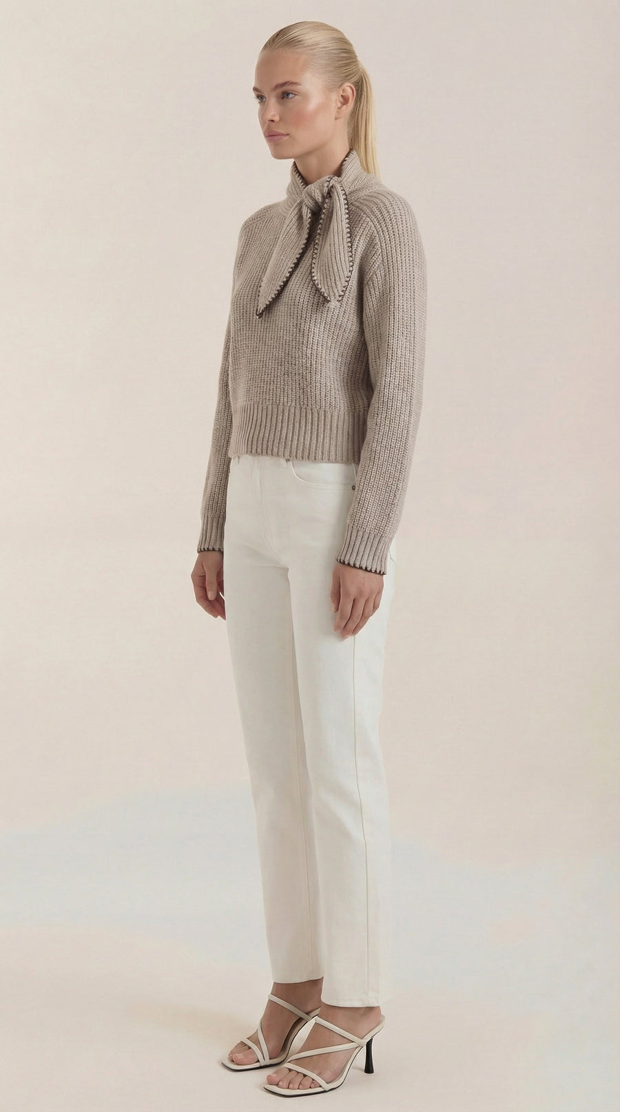 Rib-knit collared sweater
