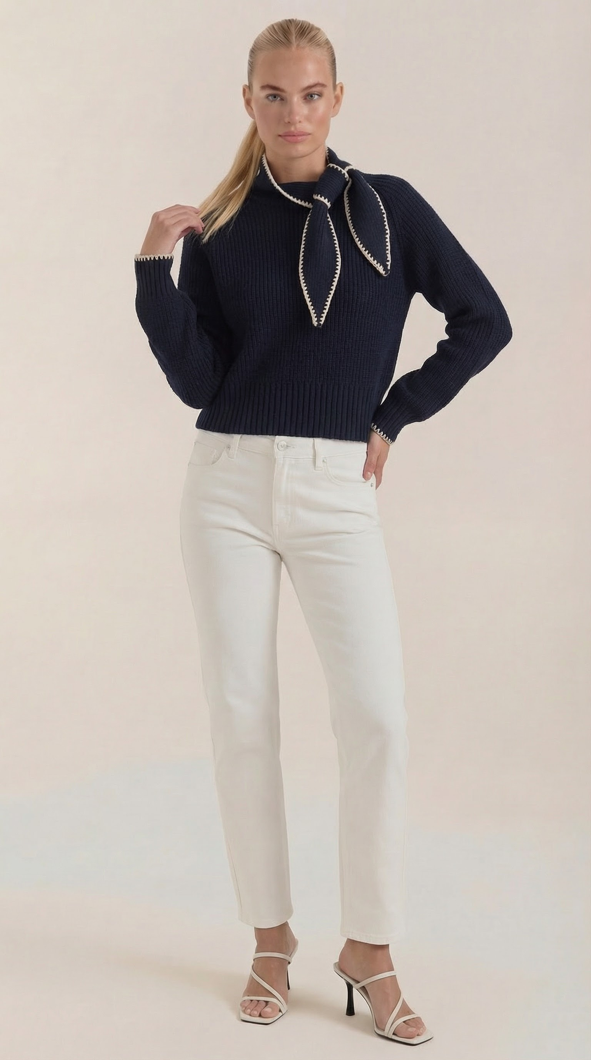Rib-knit collared sweater