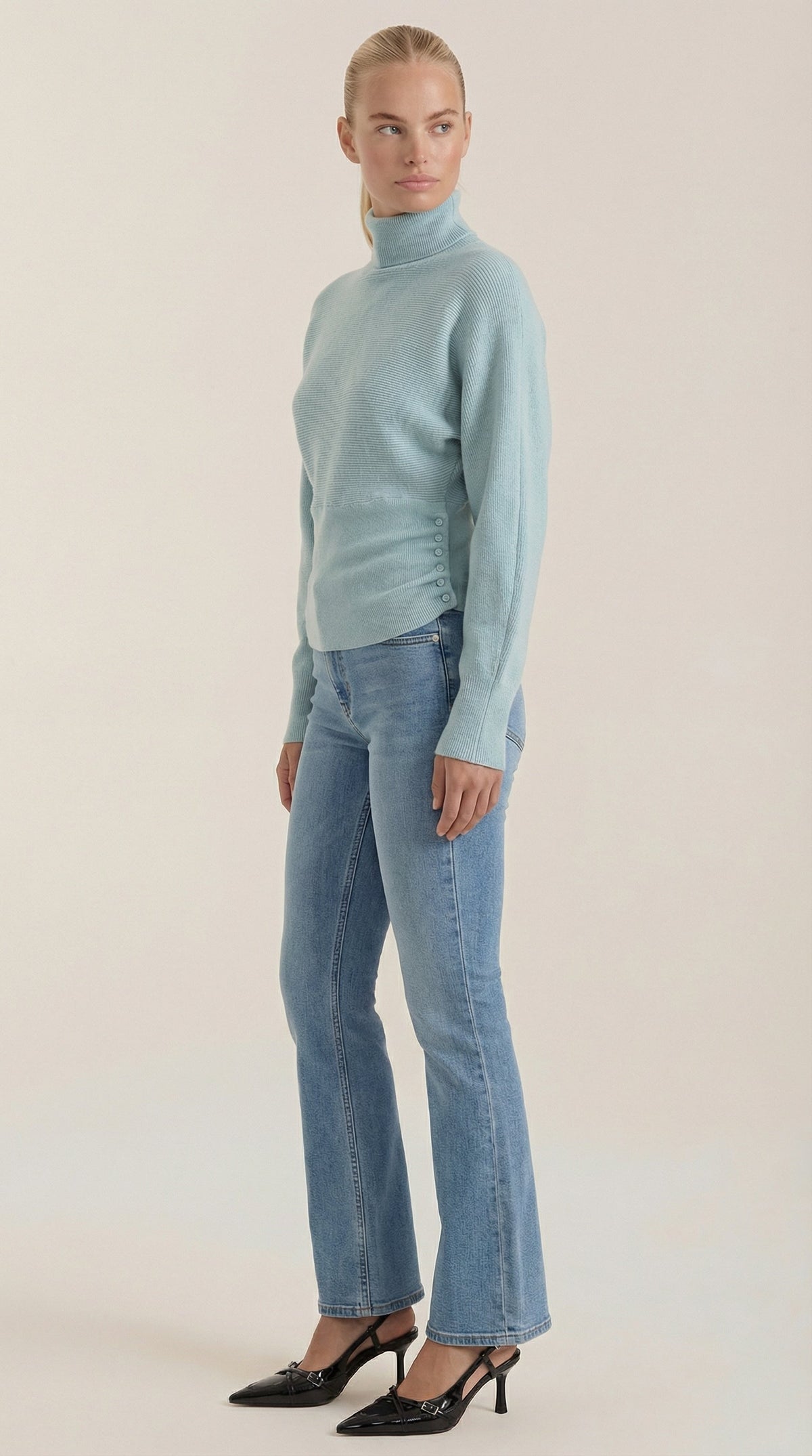 Leticia Ribbed High-Neck Sweater