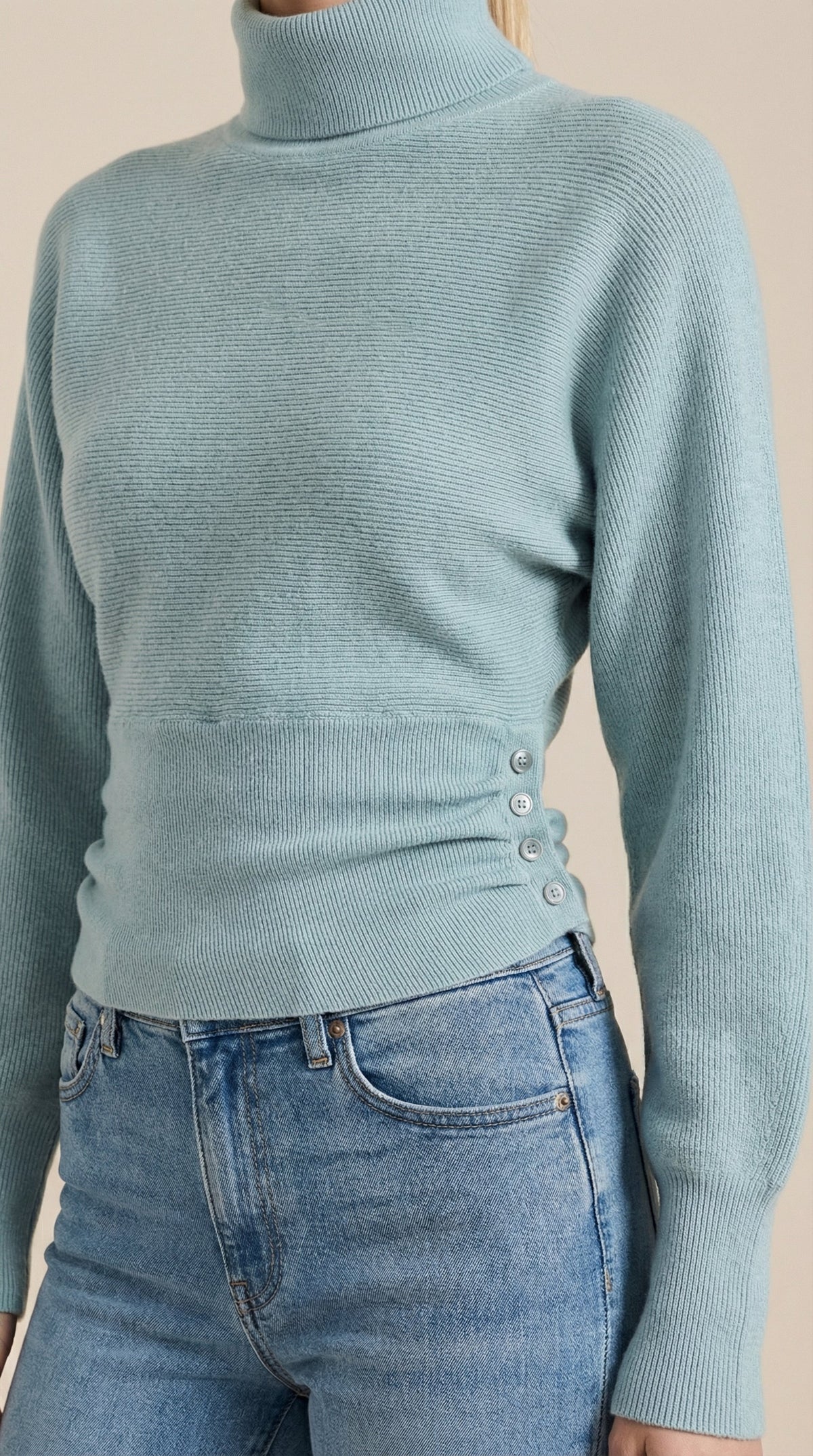 Leticia Ribbed High-Neck Sweater